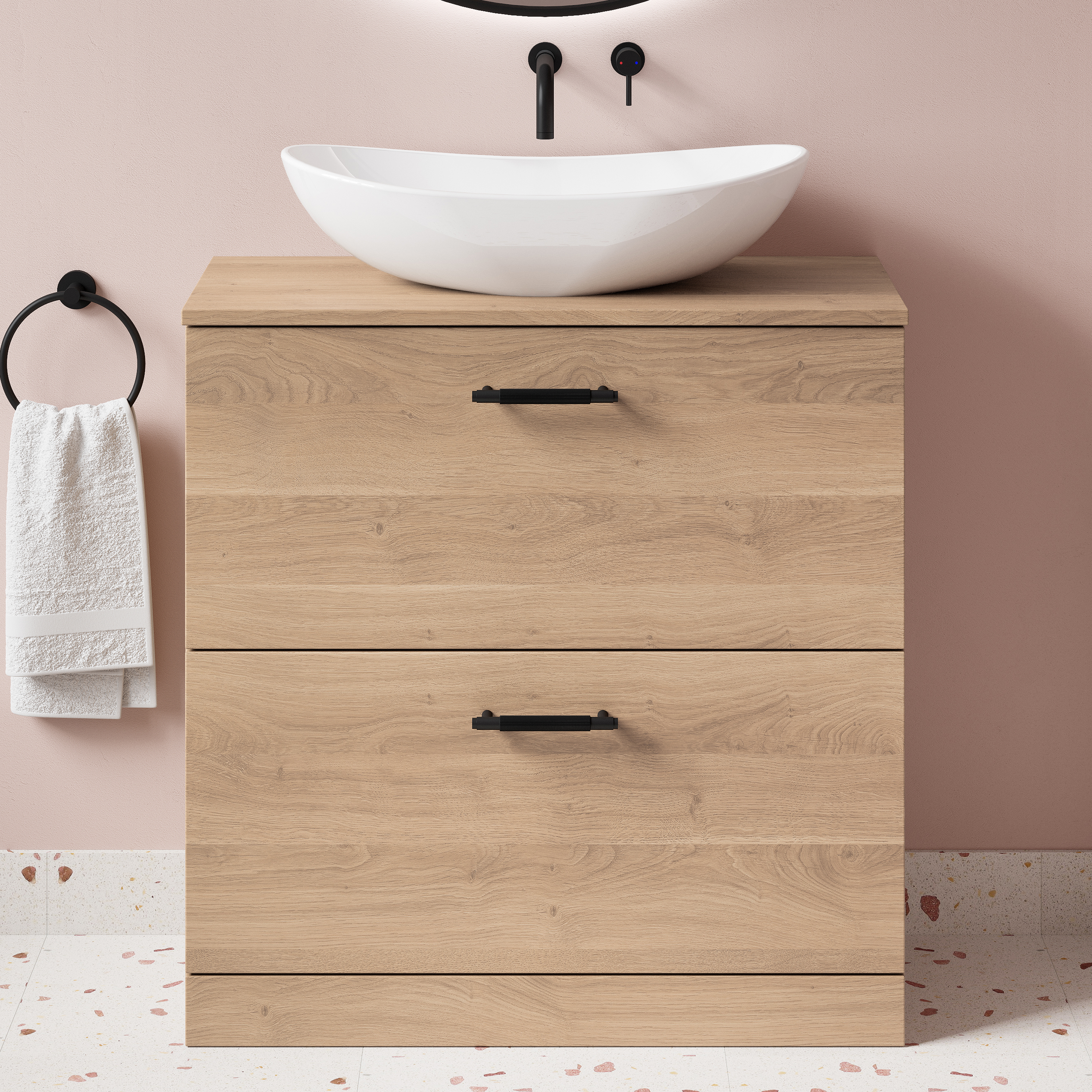 Erin 800mm Floorstanding 2 Drawer Vanity Unit & Countertop