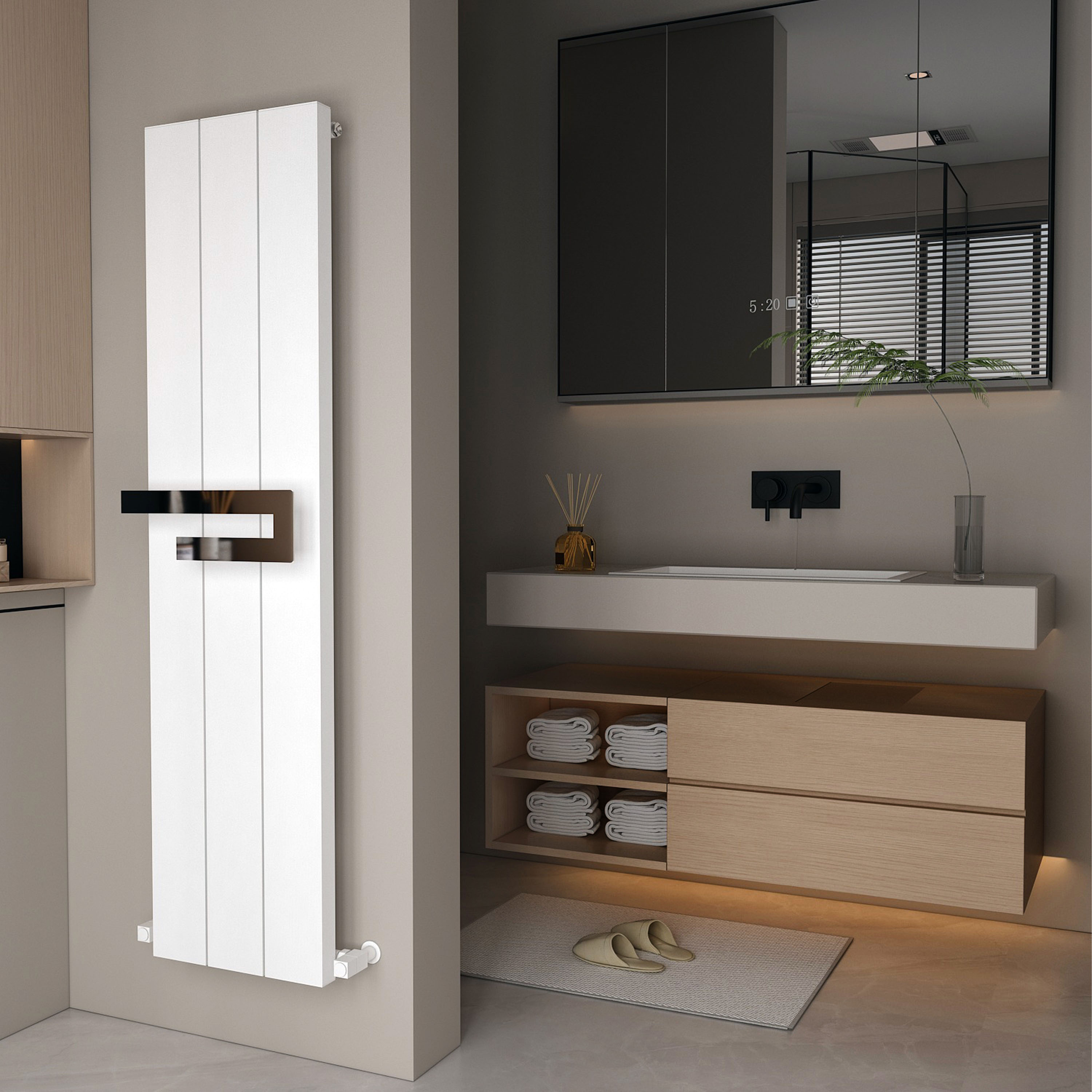 Carisa Elvino Bath Aluminium Vertical Radiator & Towel Rail