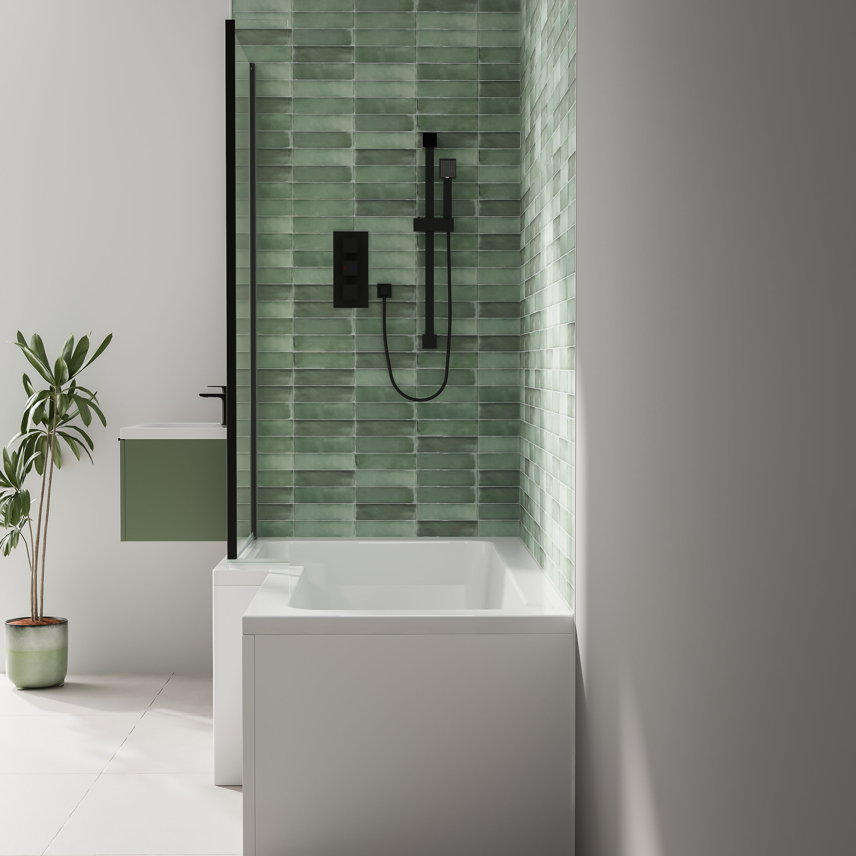 Armourcast Reinforced L Shape Single Ended Bath with Panel & Shower Screen - 1700 x 700