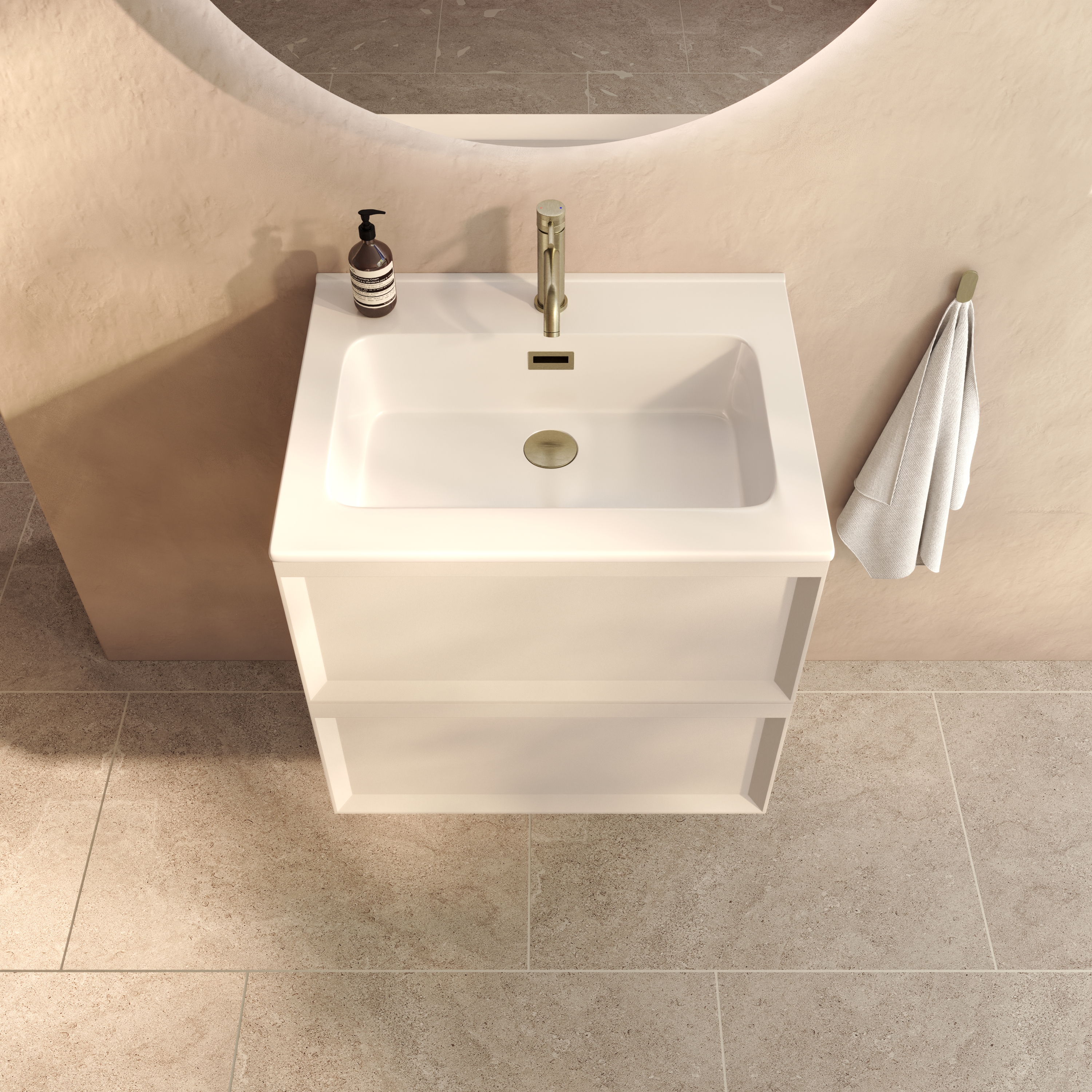 Aura 600mm Wall Mounted Vanity Unit & Matt White Basin