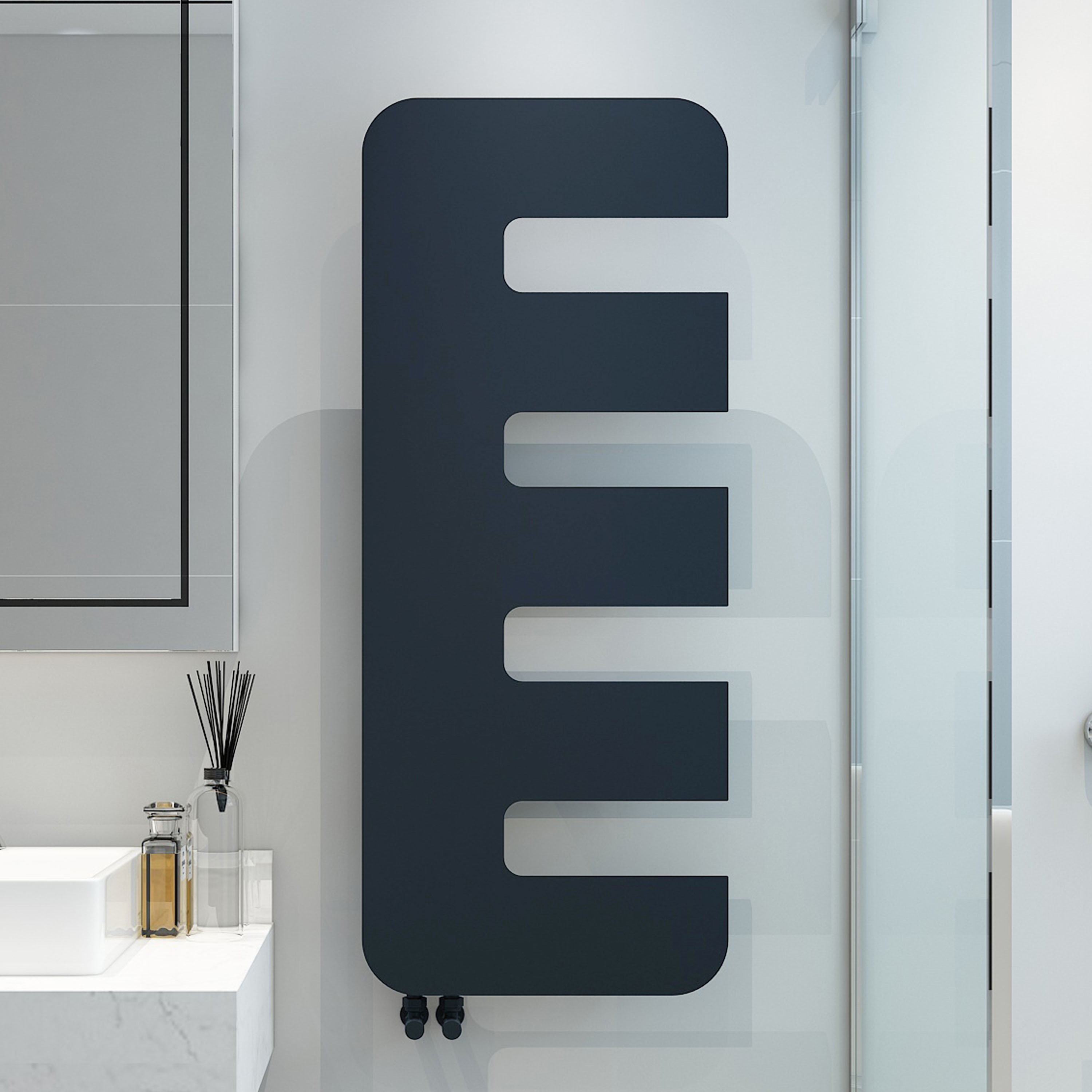 Carisa Rex Offset Single Panel Steel Designer Heated Towel Rail