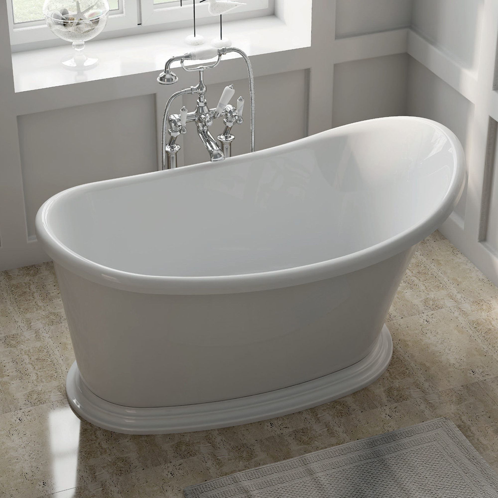 Vincent Alexander Tynemouth White Small Freestanding Bath - 1360 x 740mm