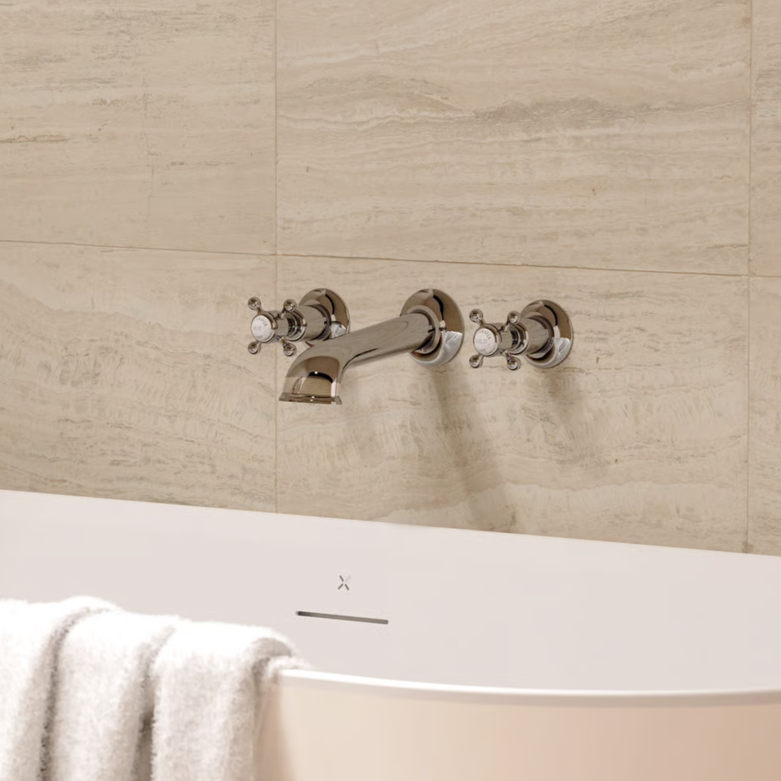 Crosswater Belgravia Wall Mounted Bath Spout with Crosshead Valves