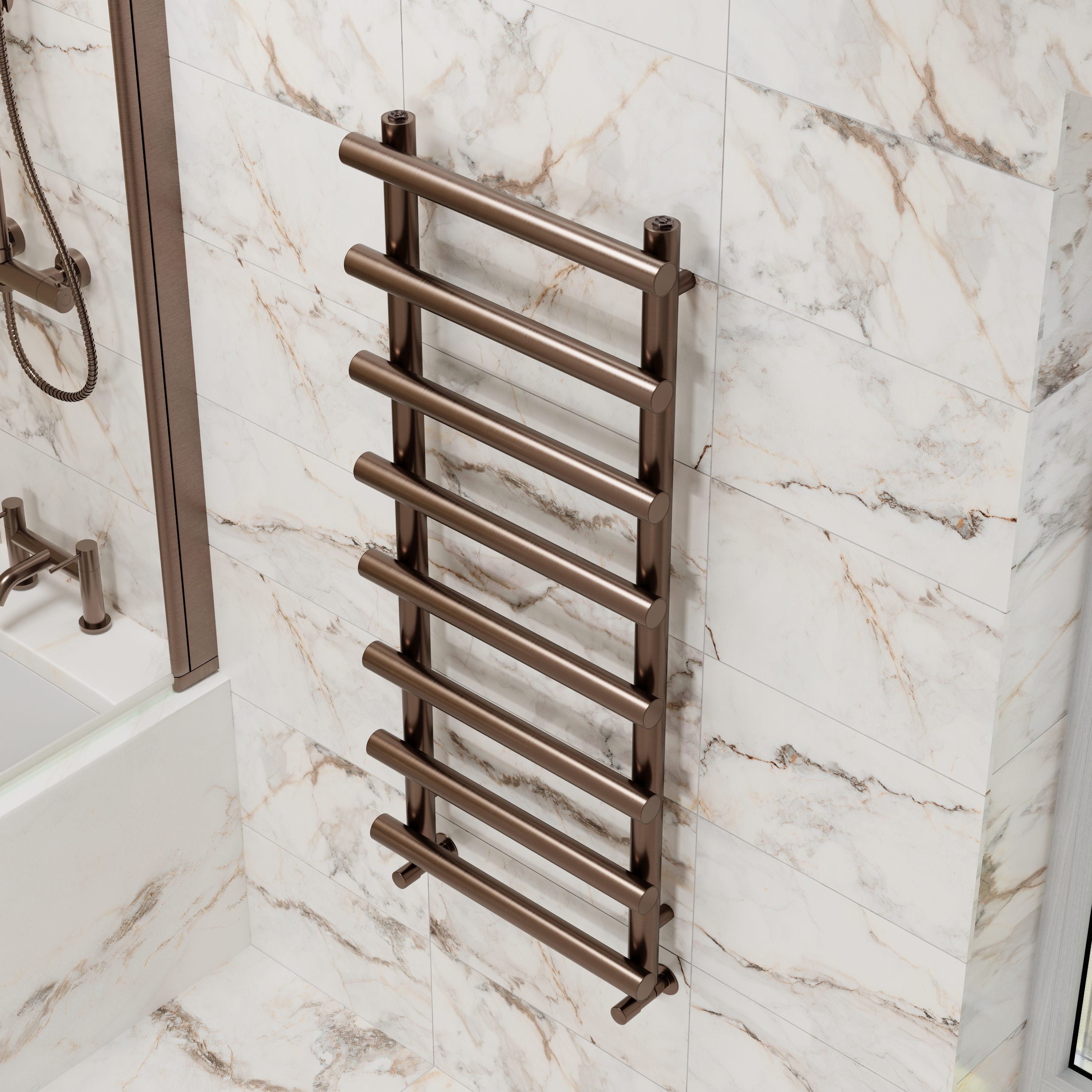 Toasty Yarrow Brushed Bronze Heated Towel Rail