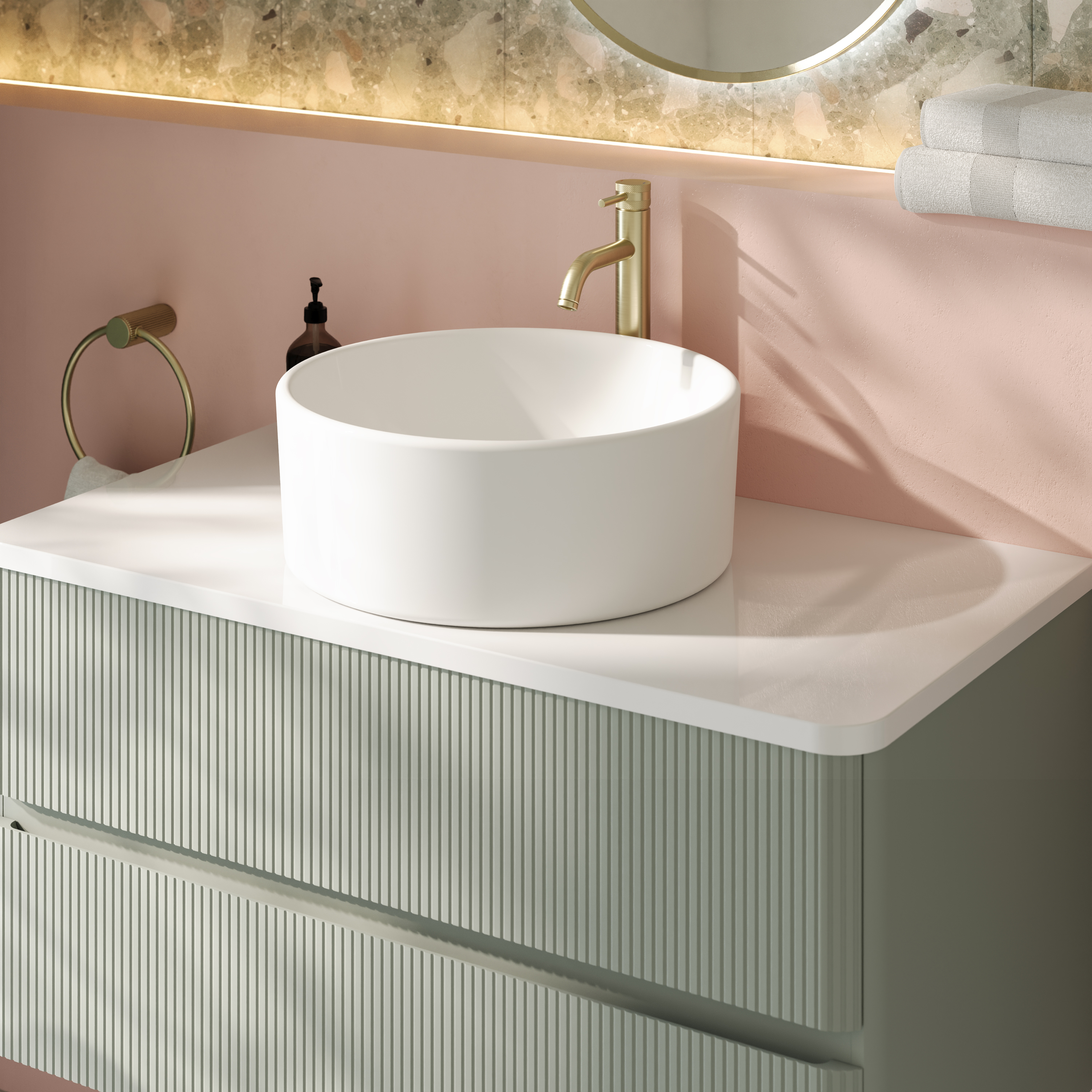 Drench Origin 900mm Fluted Wall Mounted Vanity Unit & Countertop
