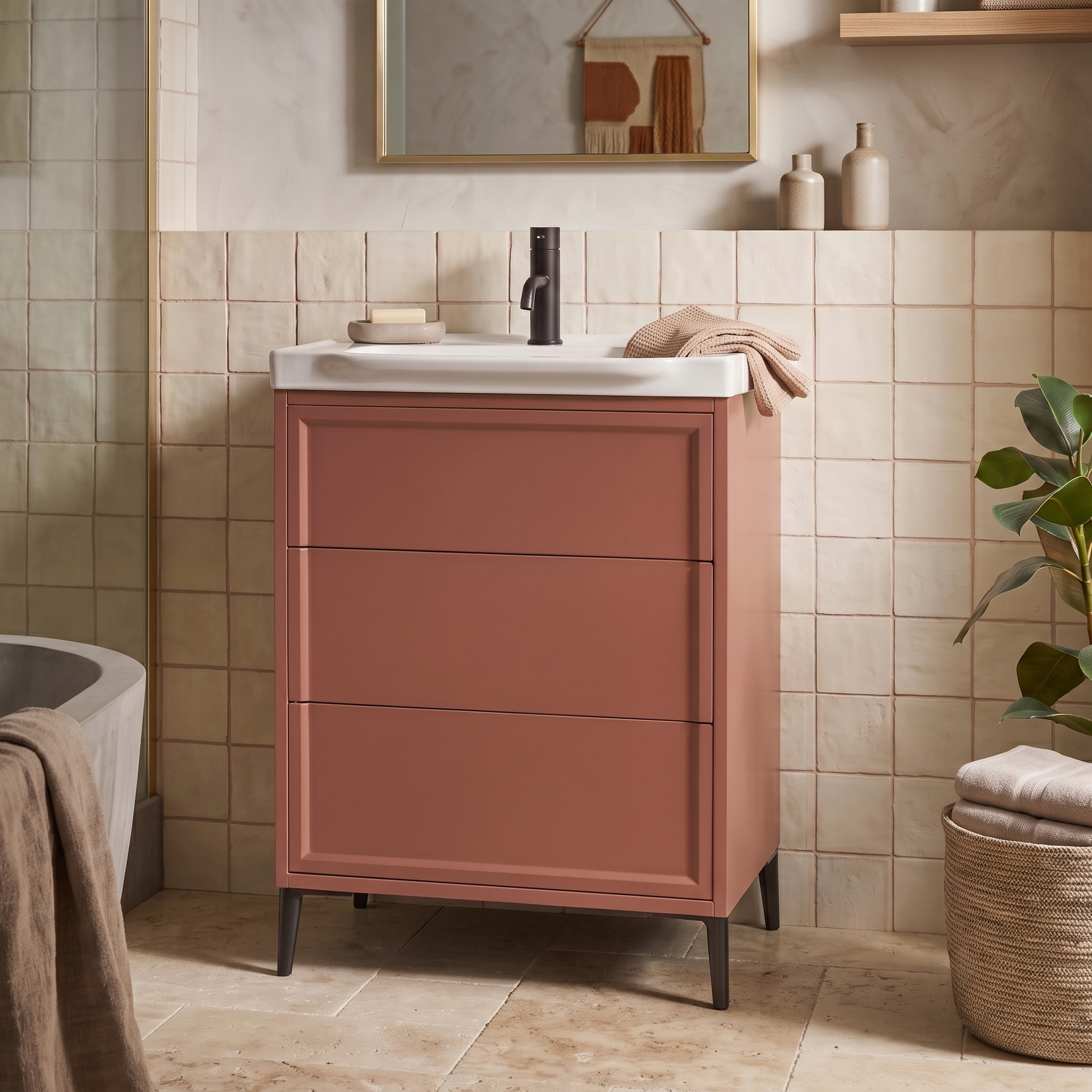 Elara 600mm Floorstanding Vanity Unit & Basin with Leg Set