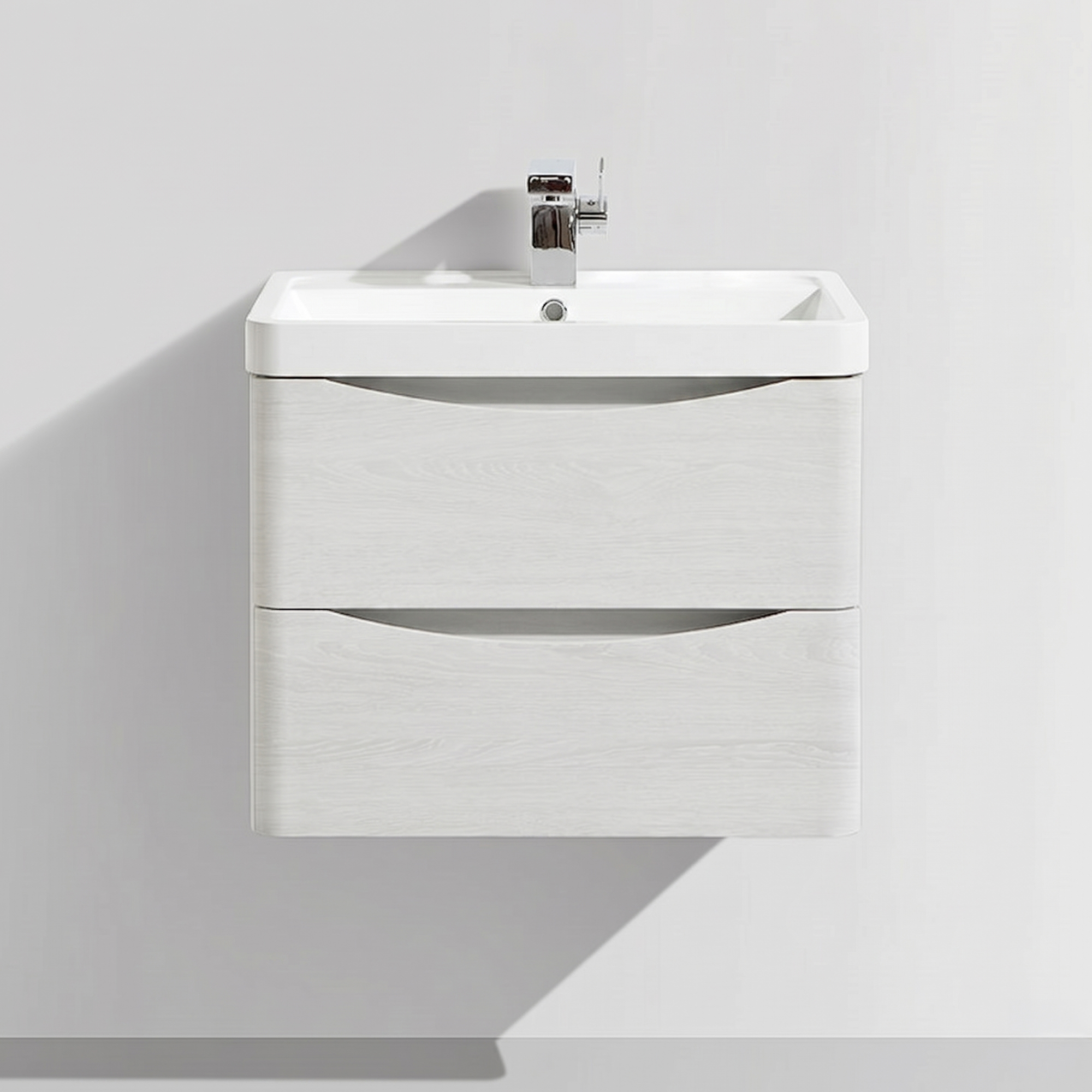 Harbour Clarity 600mm Wall Mounted White Ash Vanity Unit & Basin