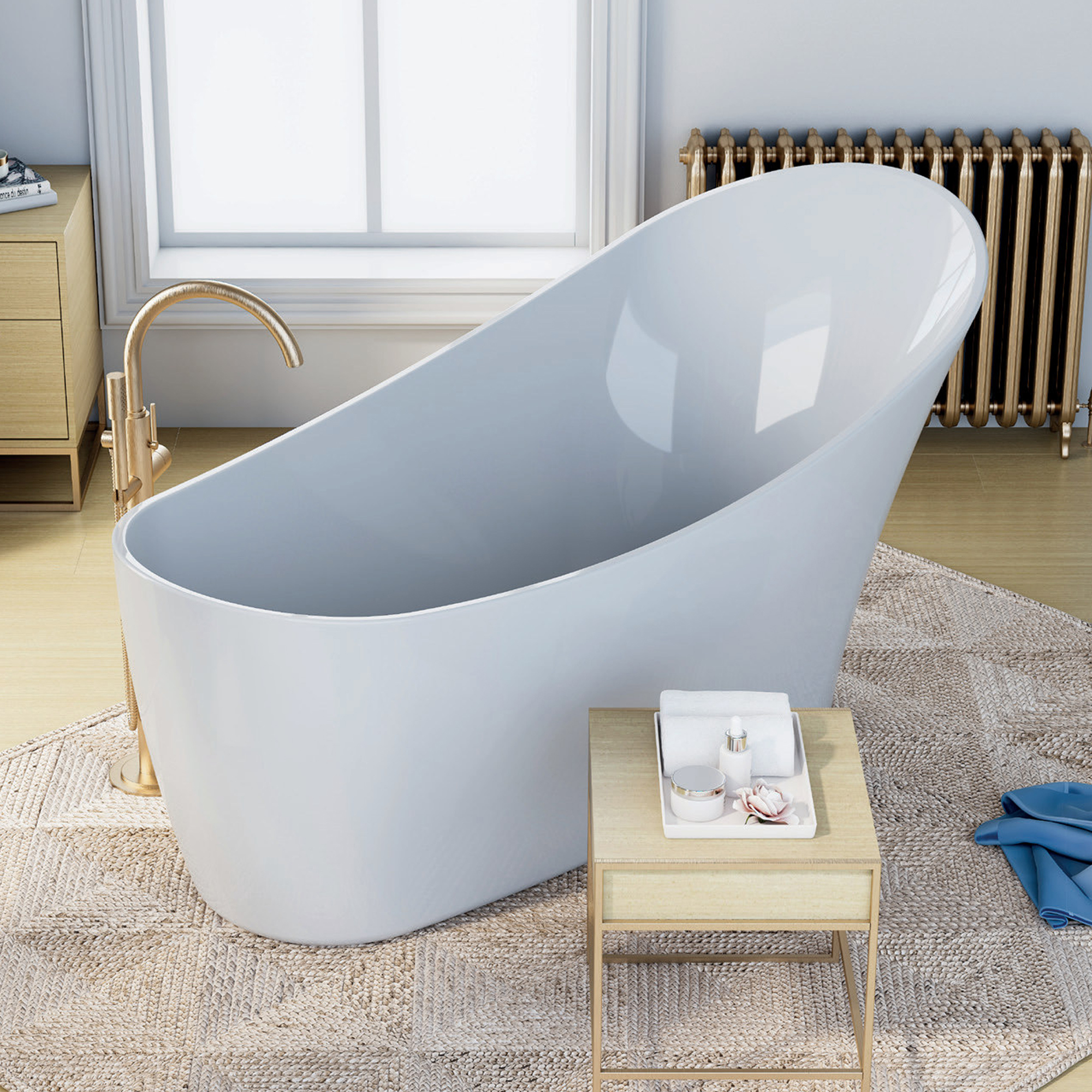 Vincent Alexander Portobello White Freestanding Bath - 1590 x 680mm