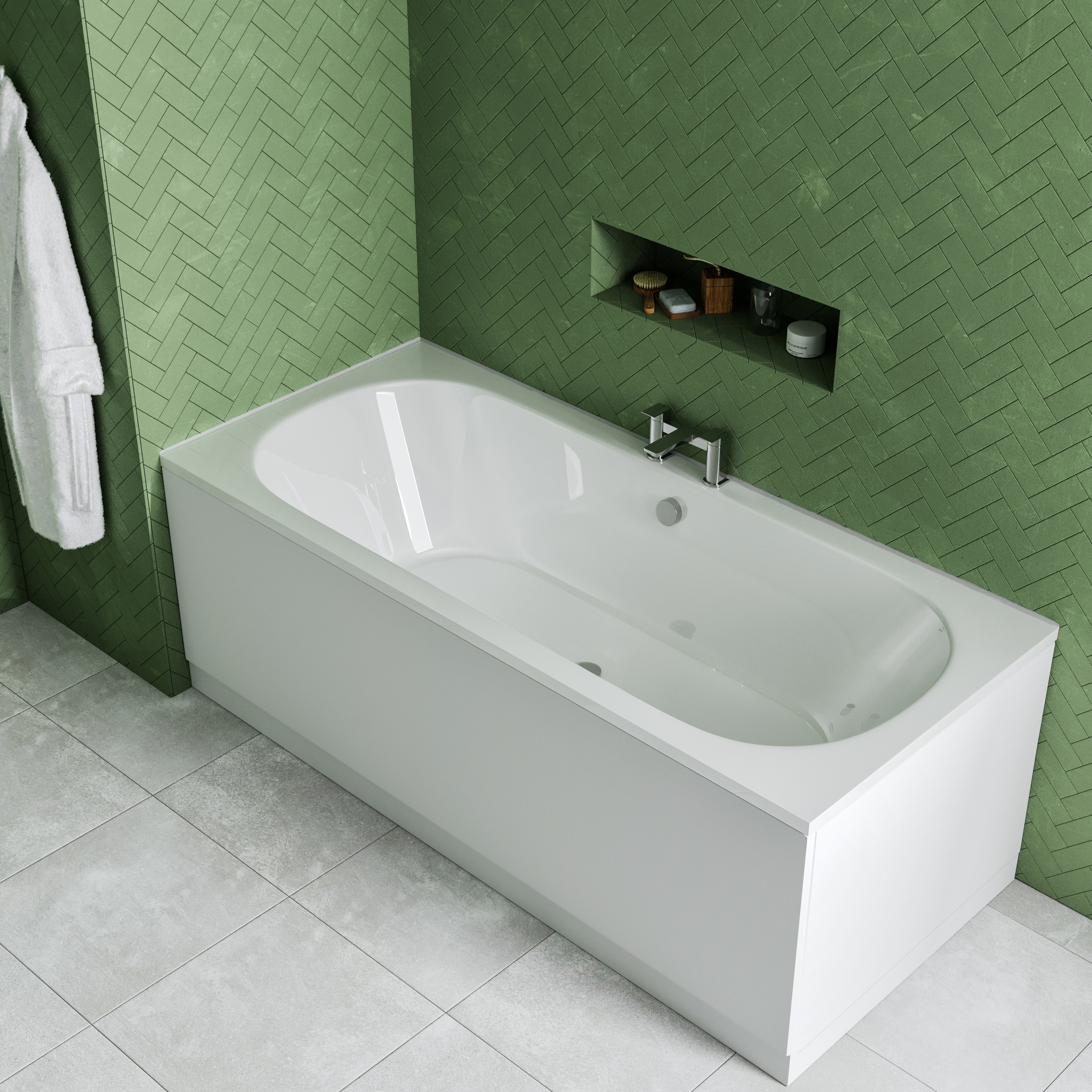 Drench Straight Double Ended Bath - Curved