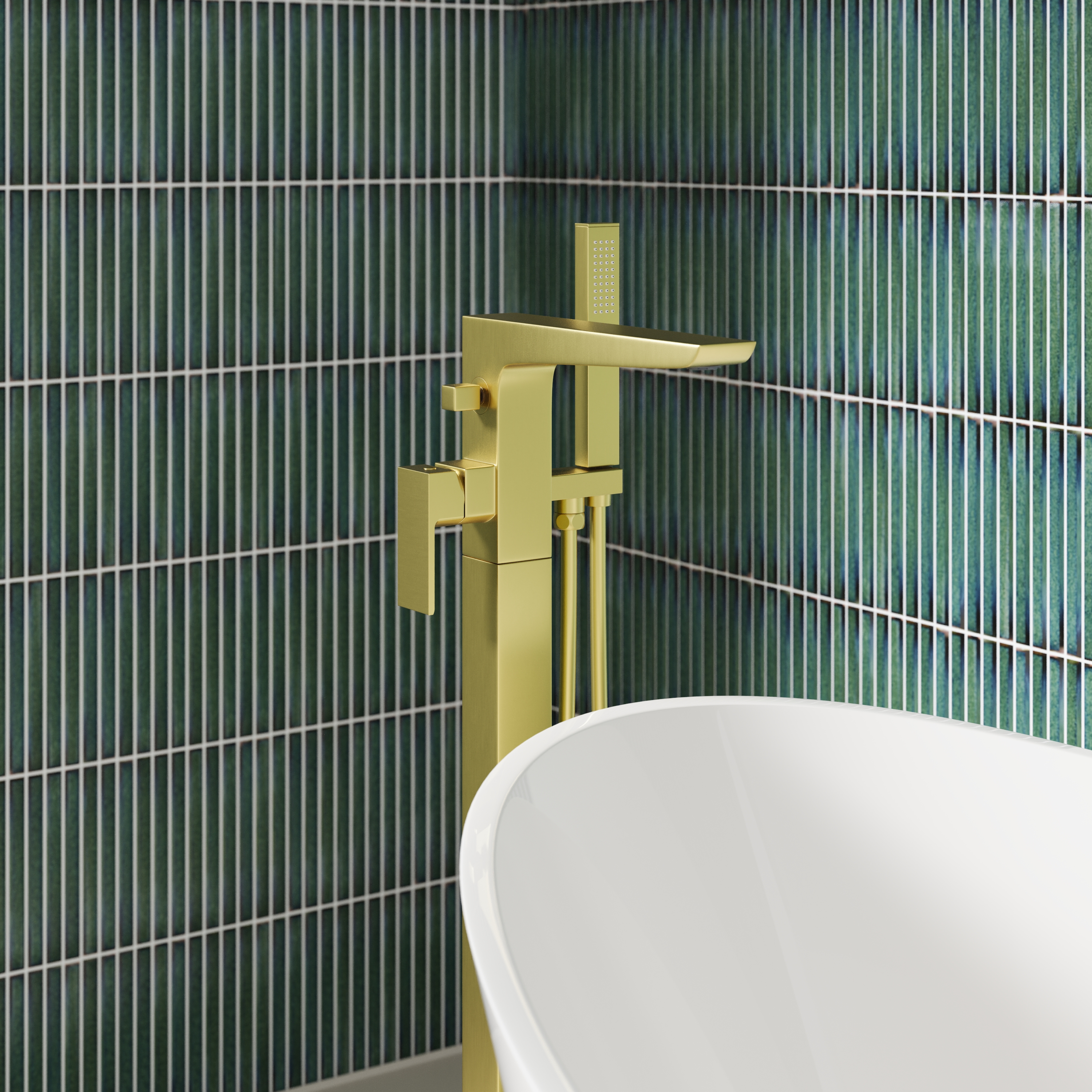 Harbour Status Floorstanding Bath Shower Mixer Tap - Brushed Brass