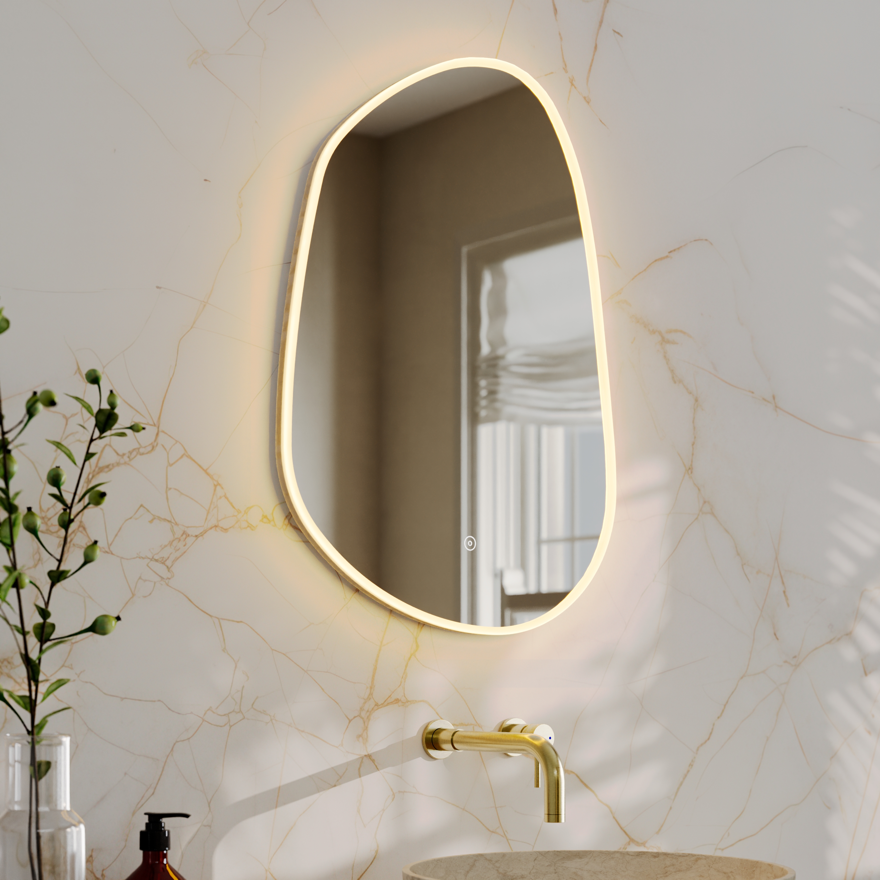 Organics Pond LED illuminated Mirror with Demister Pad & Colour Change Lights - 500 x 700mm