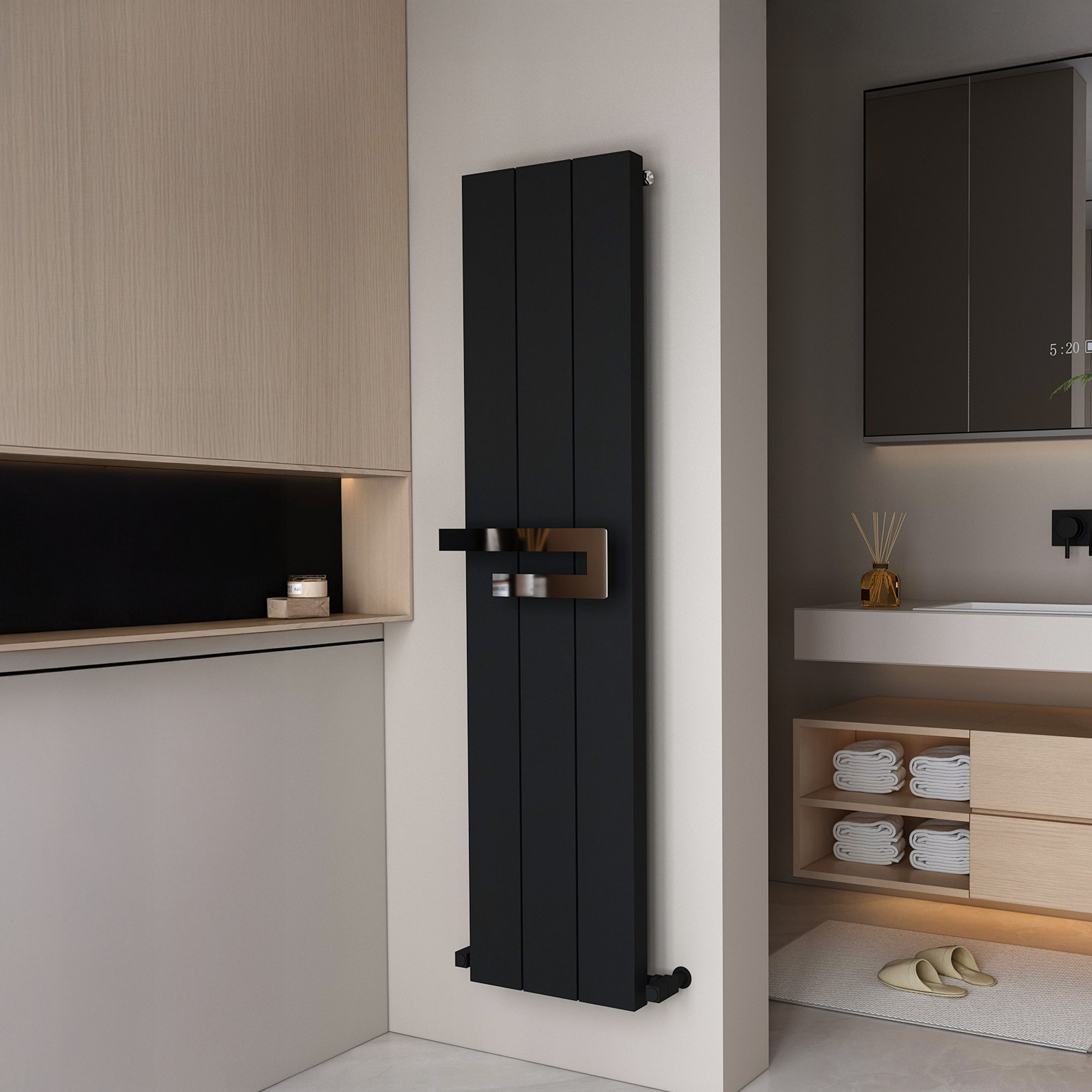 Carisa Elvino Bath Aluminium Vertical Radiator & Towel Rail