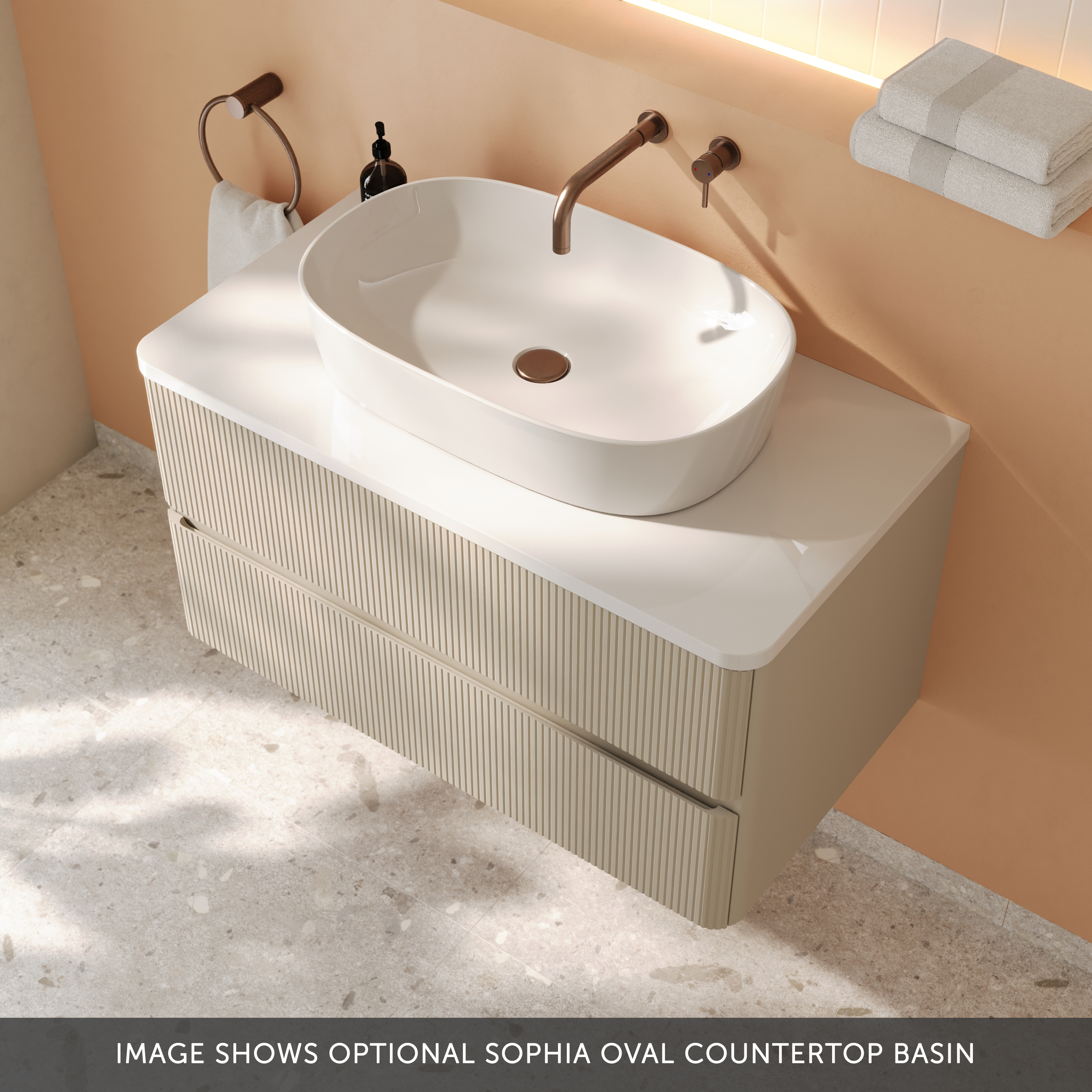 Drench Origin 900mm Fluted Wall Mounted Vanity Unit & Countertop
