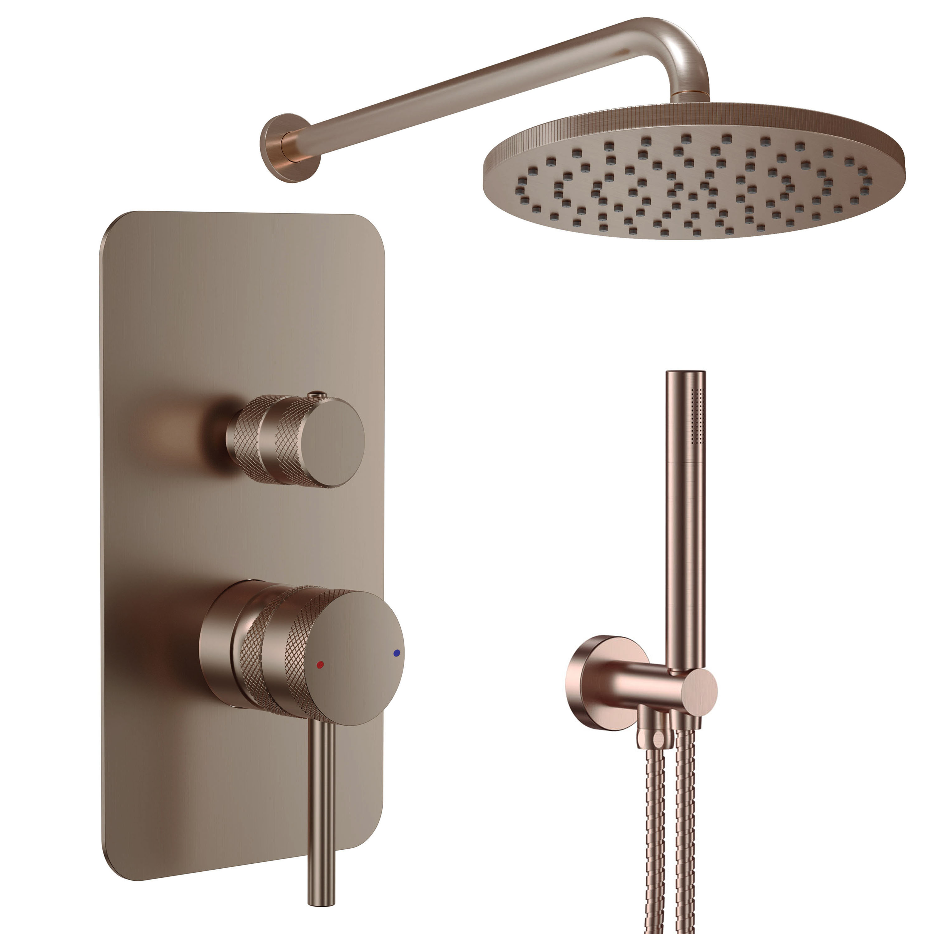 Core Shower Package with 2 Outlet Manual Valve, Fixed Wall Mounted Shower Head & Shower Kit