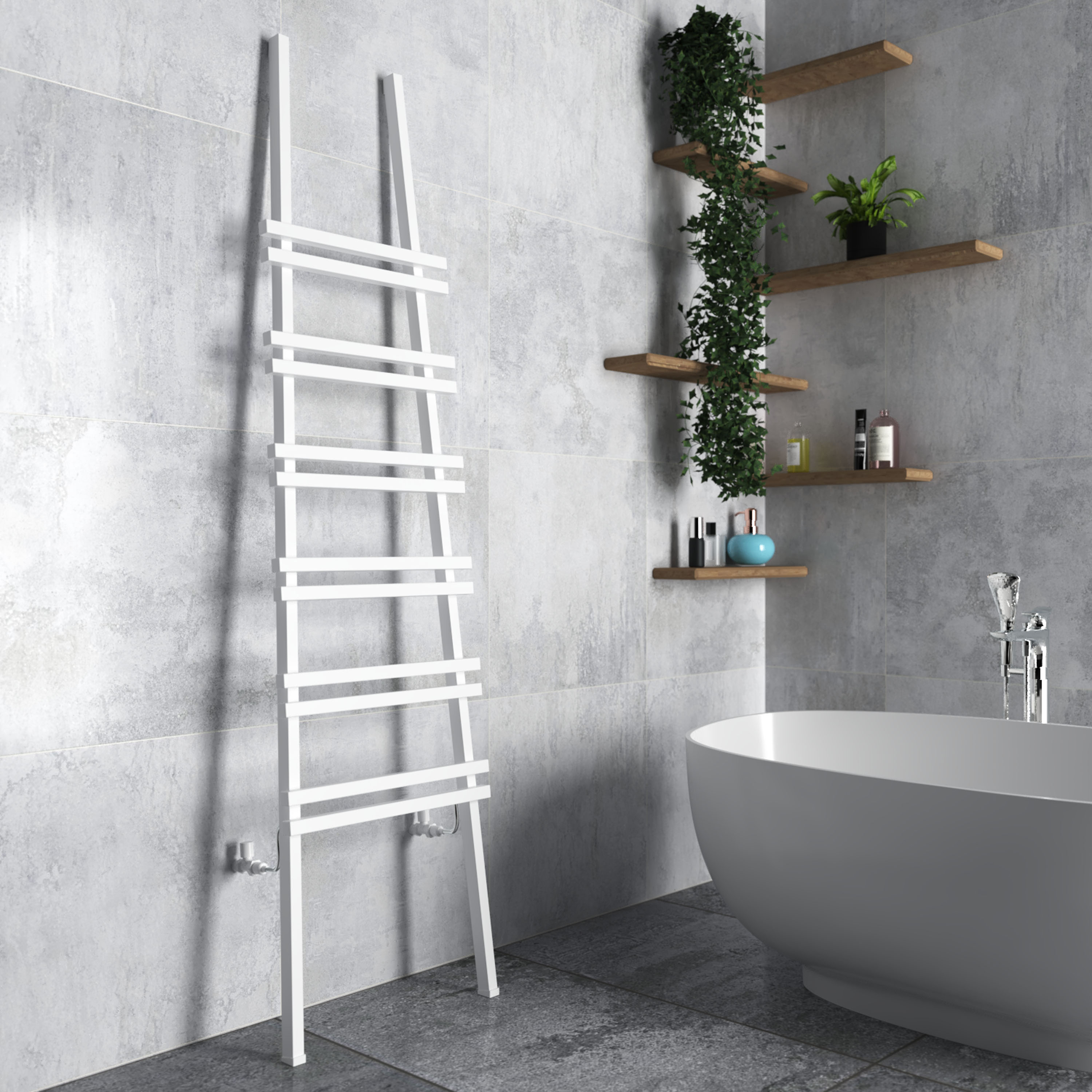 Carisa Jacobs Floor Mounted Ladder Aluminium Heated Towel Rail - 2000 x 535mm