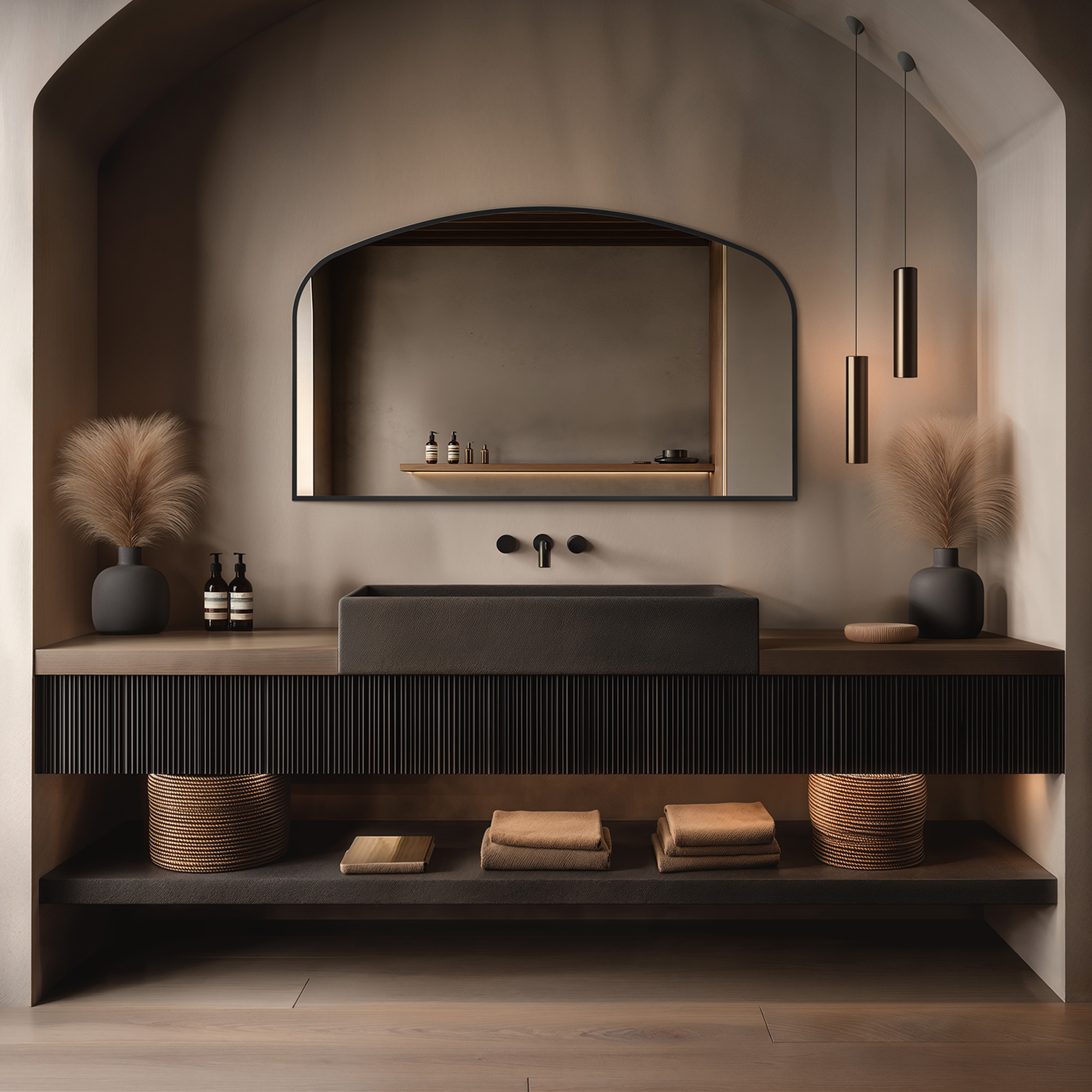 Origins Living Delphine Overmantle Arched Mirror - 1200 x 700mm
