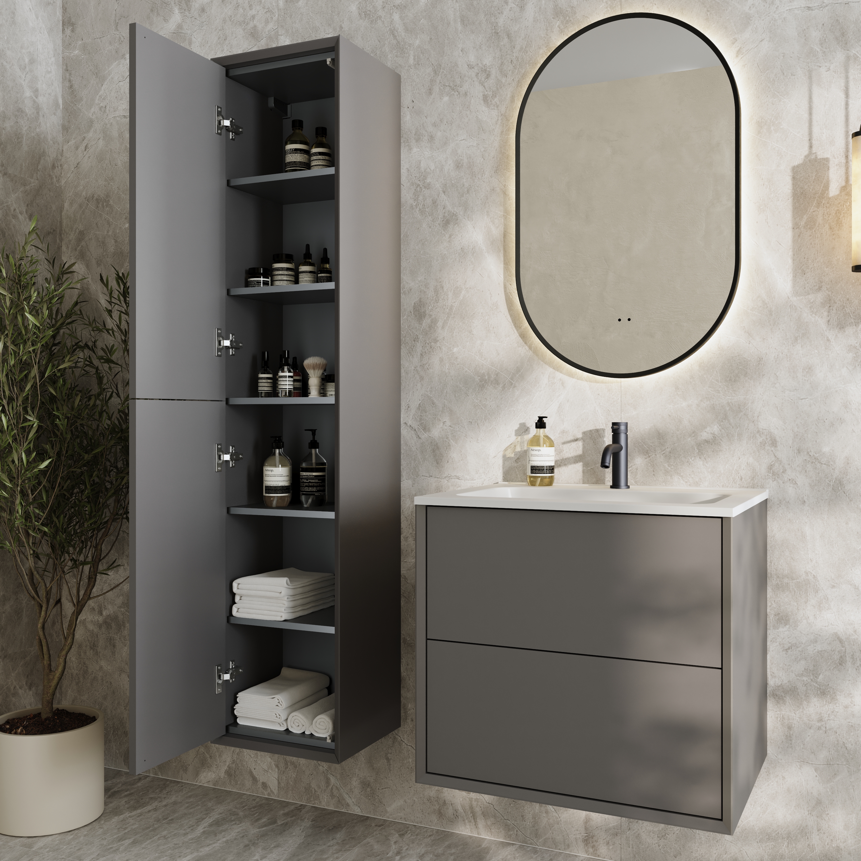 Oslo 1600mm Tall Wall Mounted Storage Unit