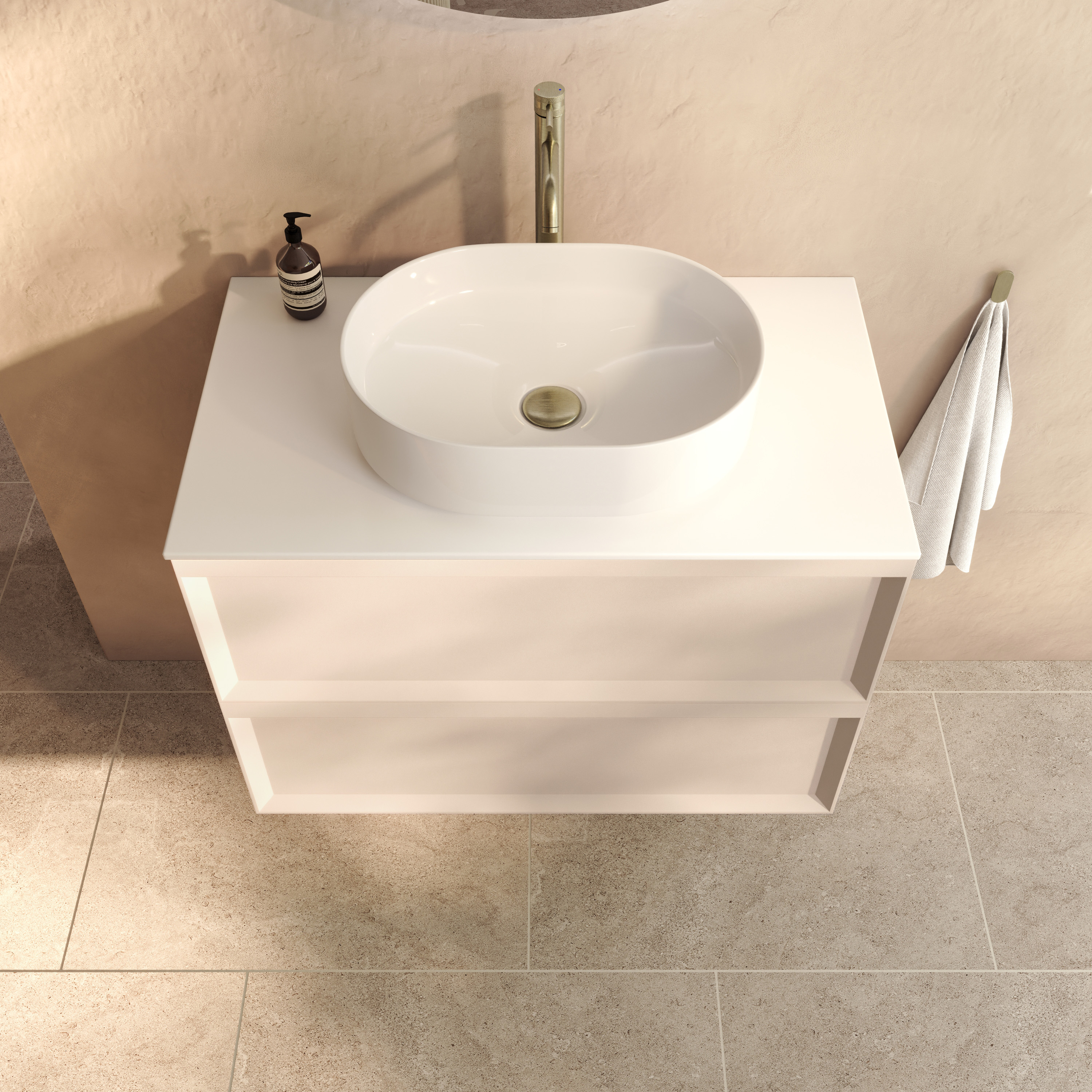 Aura 800mm Wall Mounted Vanity Unit & Sintered Stone Countertop