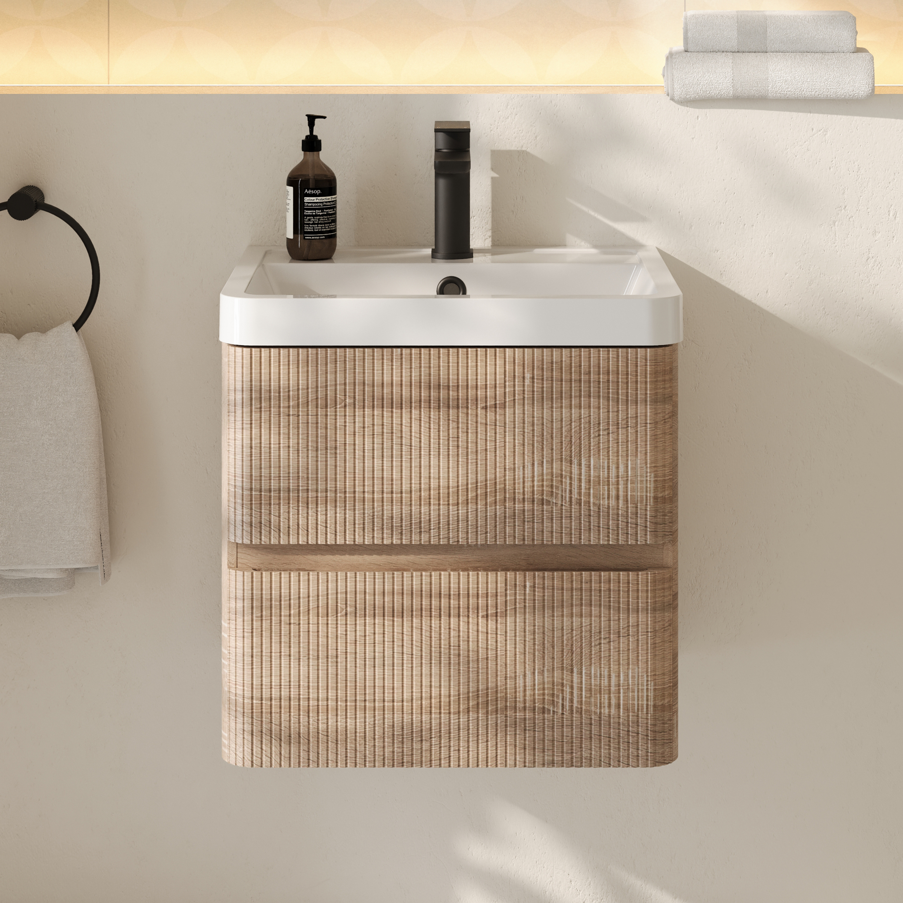 Drench Origin 500mm Fluted Wall Mounted Vanity Unit & Basin