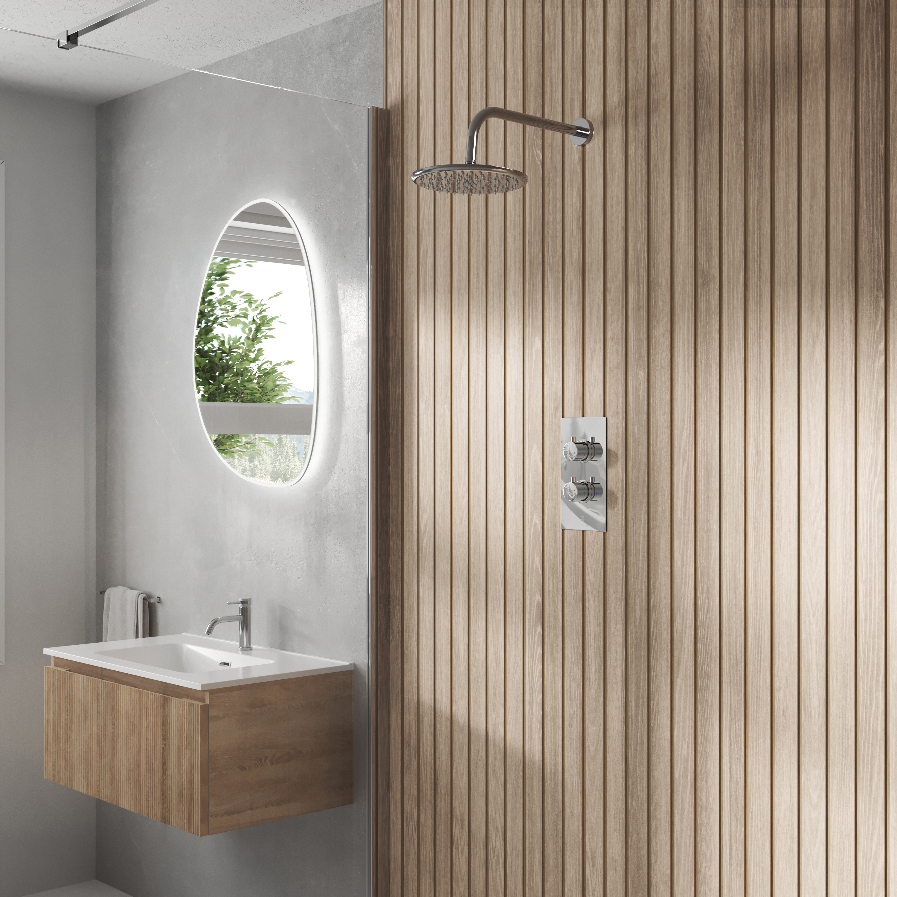 Core 1 Outlet Concealed Shower Valve & Wall Mounted Fixed Shower Head