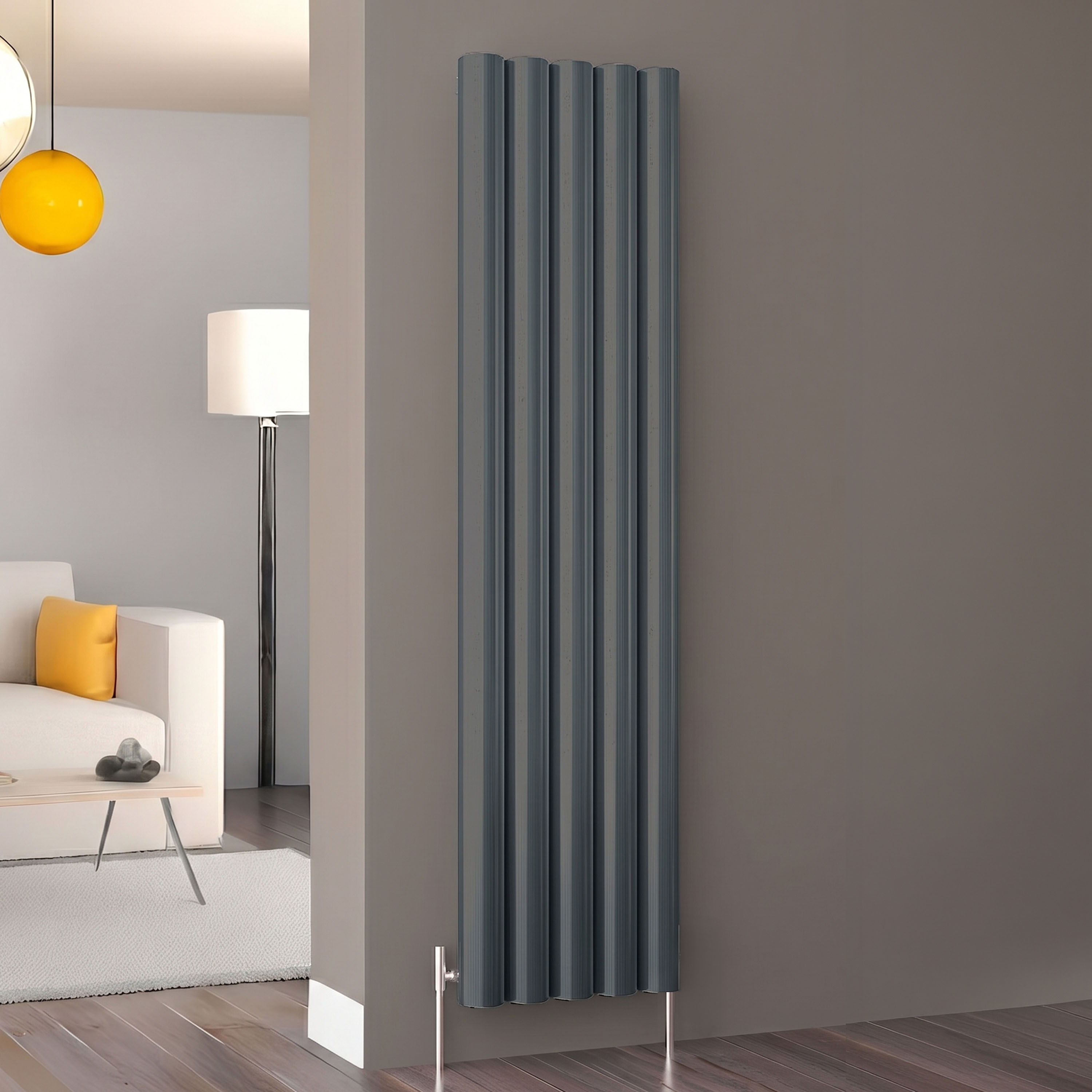 Carisa Otto Oval Single Panel Vertical Aluminium Radiator