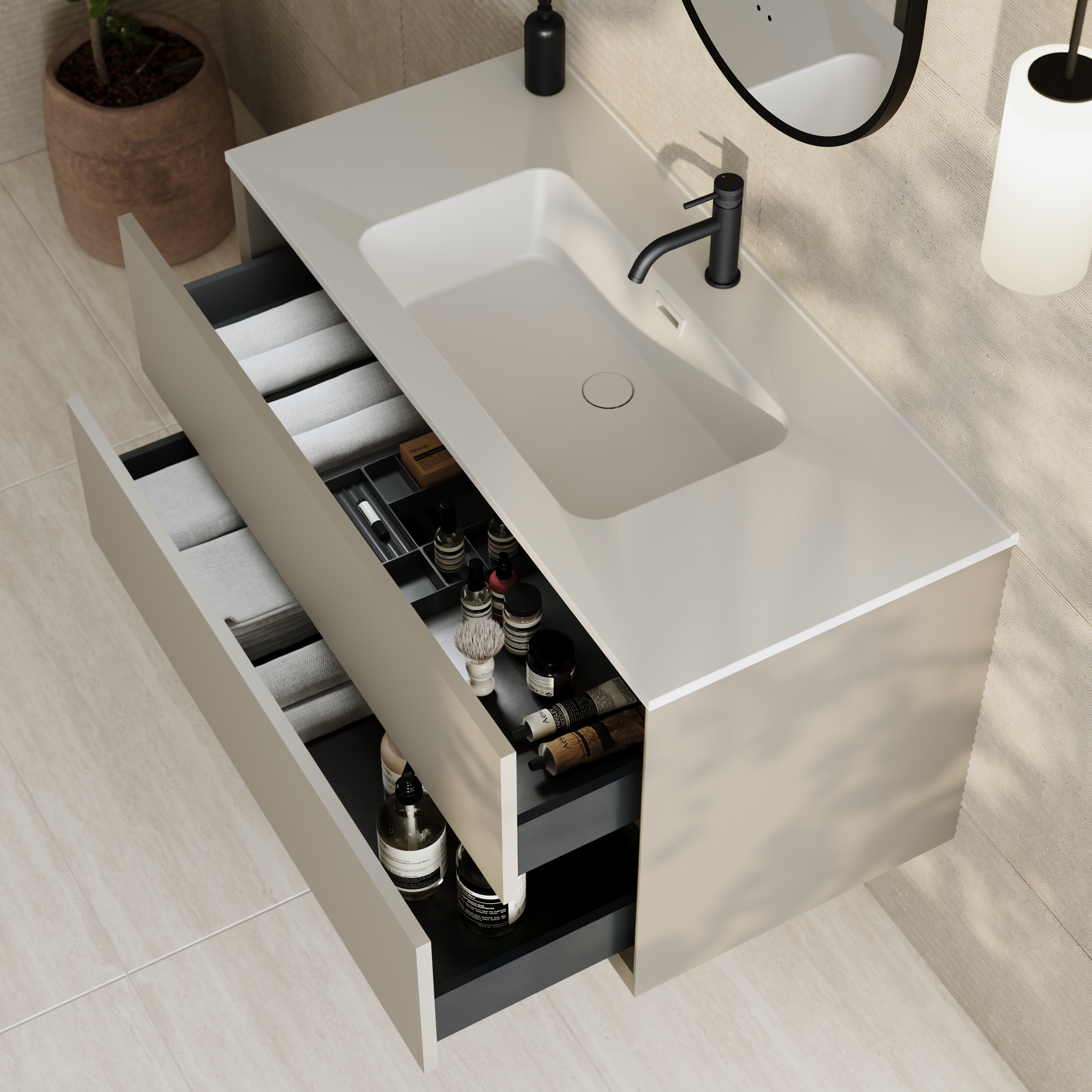 Oslo 1000mm Wall Mounted Vanity Unit & Matt White Basin