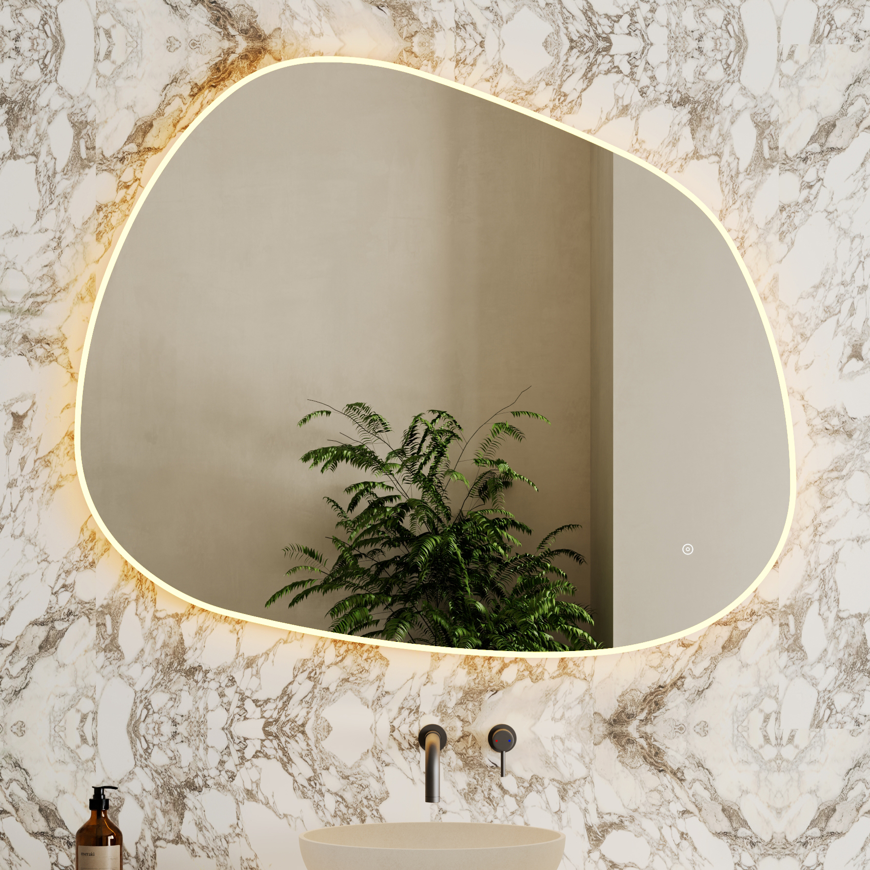 Organics Pond LED Illuminated Mirror with Demister Pad & Colour Change Lights - 1000 x 1200mm