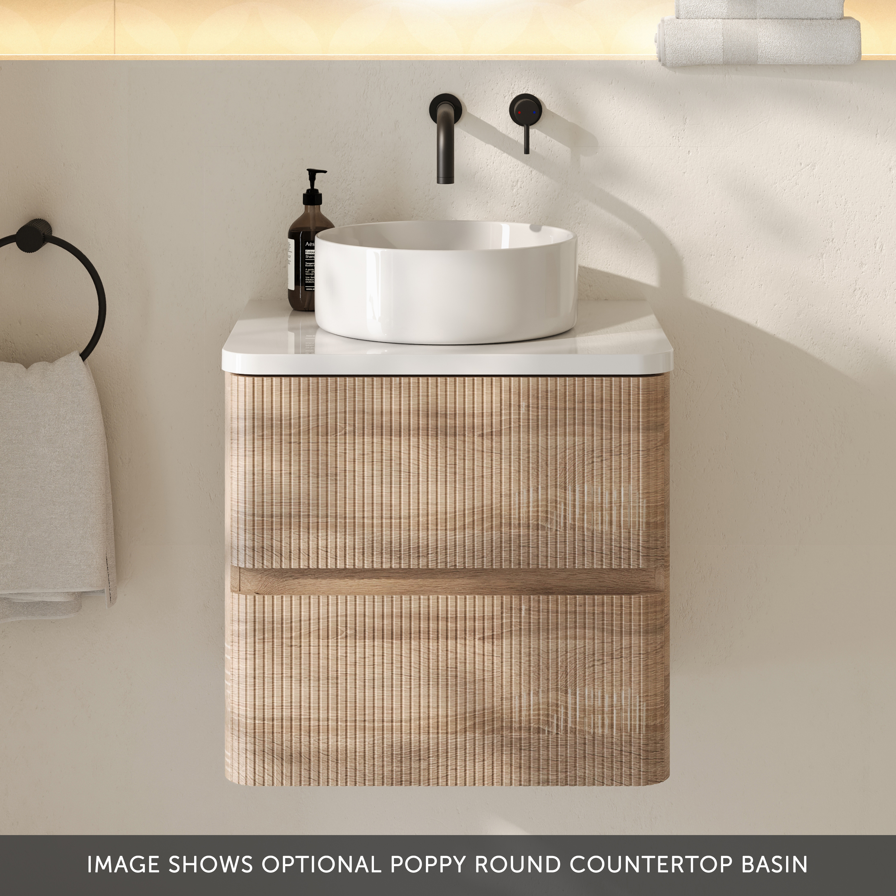 Drench Origin 500mm Fluted Wall Mounted Vanity Unit & Countertop
