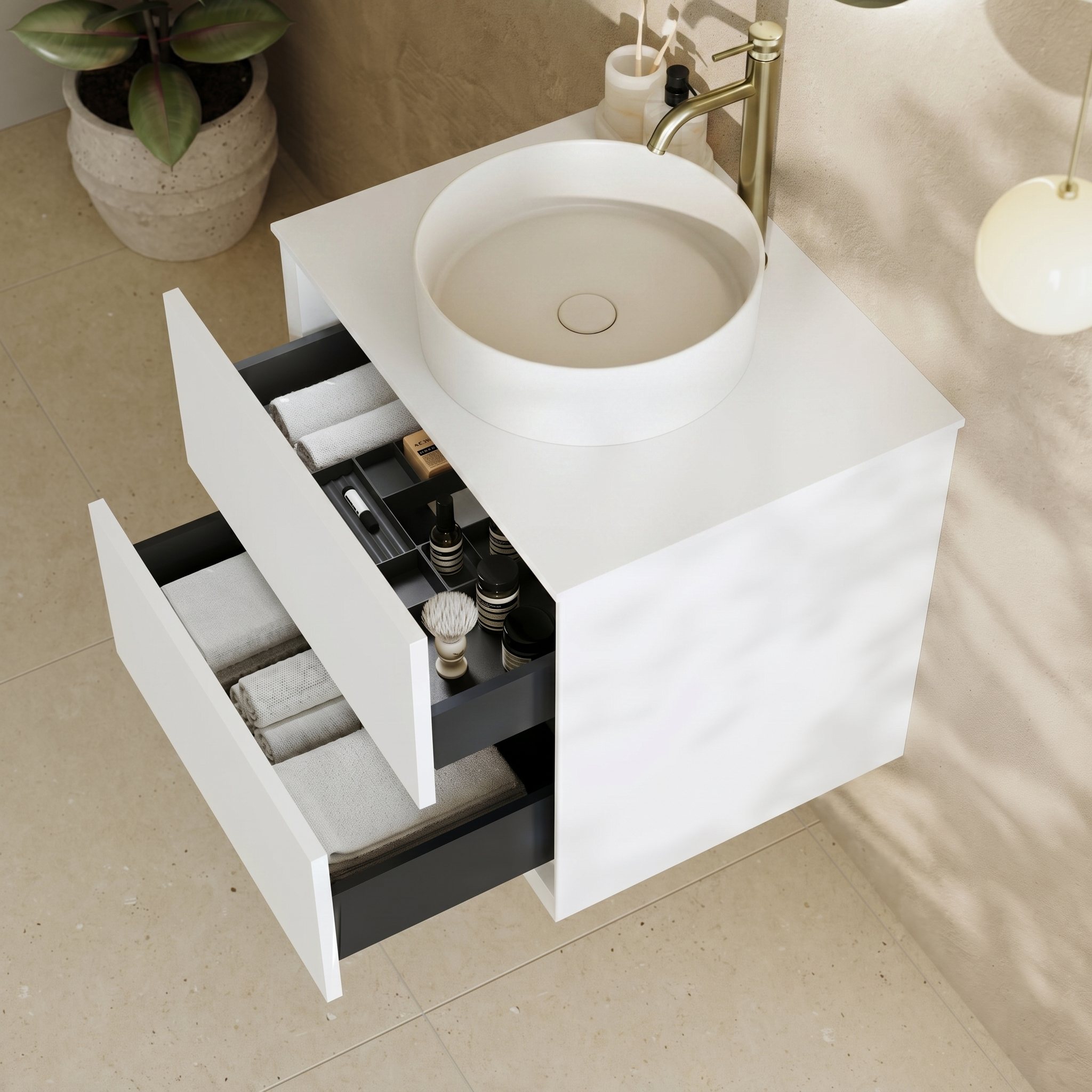 Oslo 600mm Wall Mounted Vanity Unit & Sintered Stone Countertop