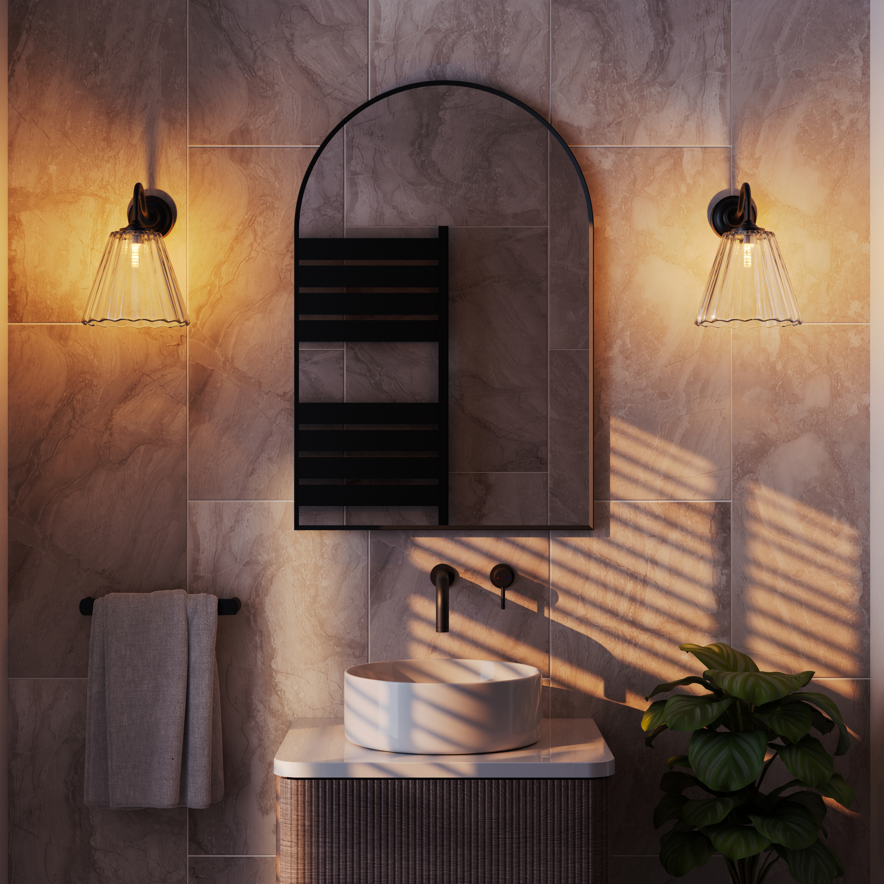 Butler & Rose Fluted Glass Shade Wall Light