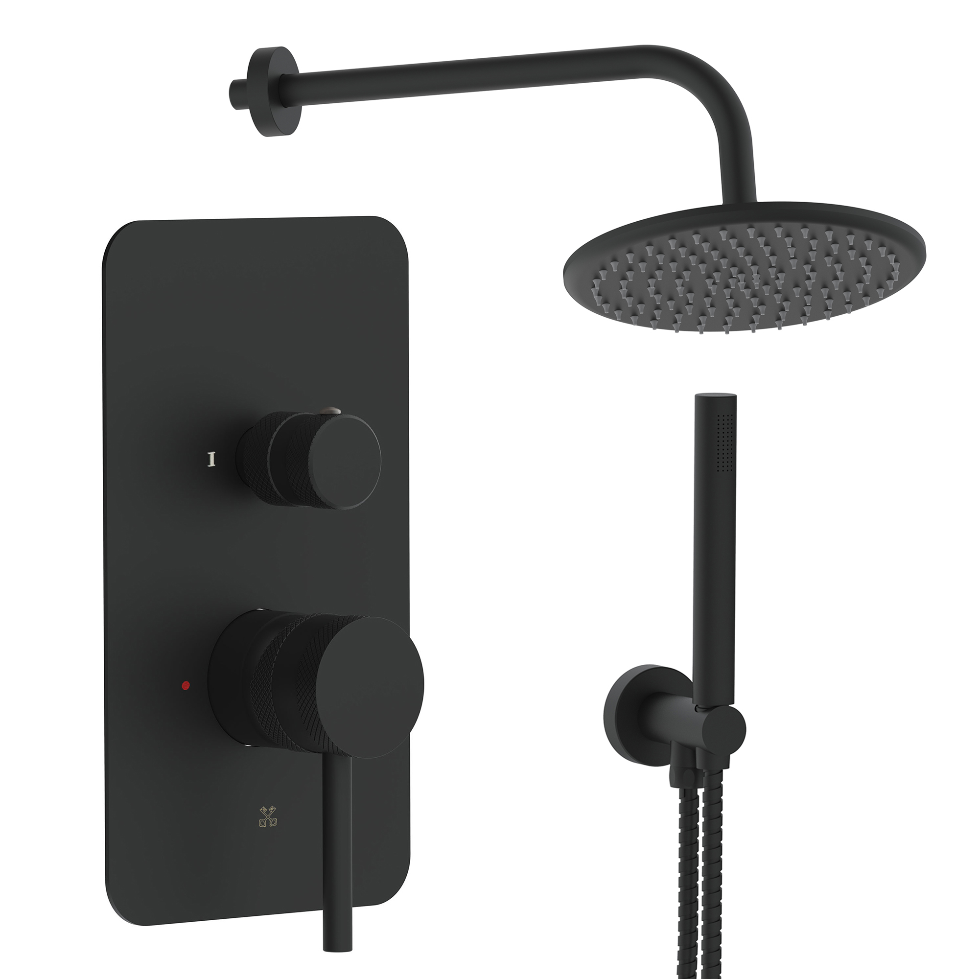 Core Shower Package with 2 Outlet Manual Valve, Fixed Wall Mounted Shower Head & Shower Kit