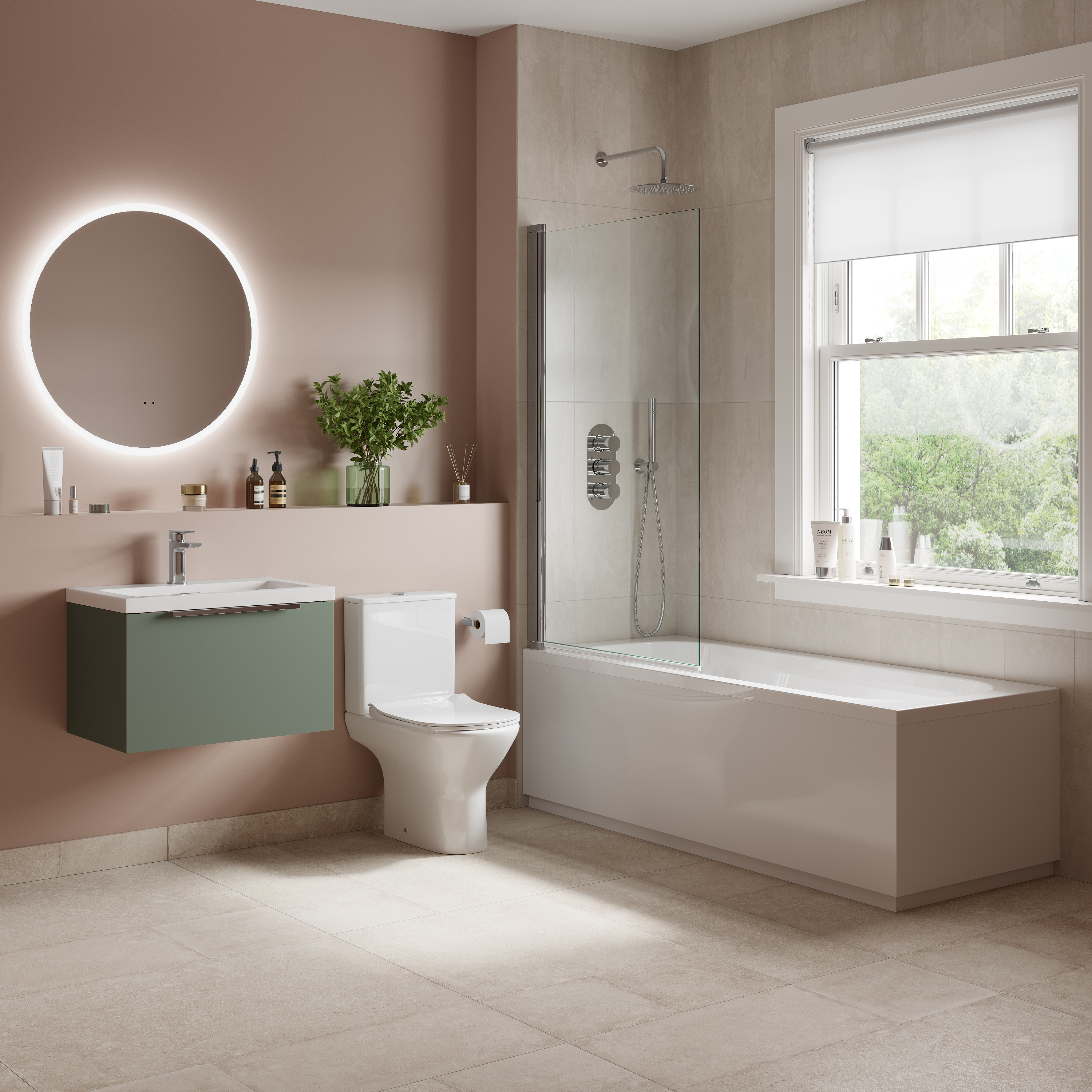 Freddie Reinforced Shower Bath Suite with Rimless Toilet