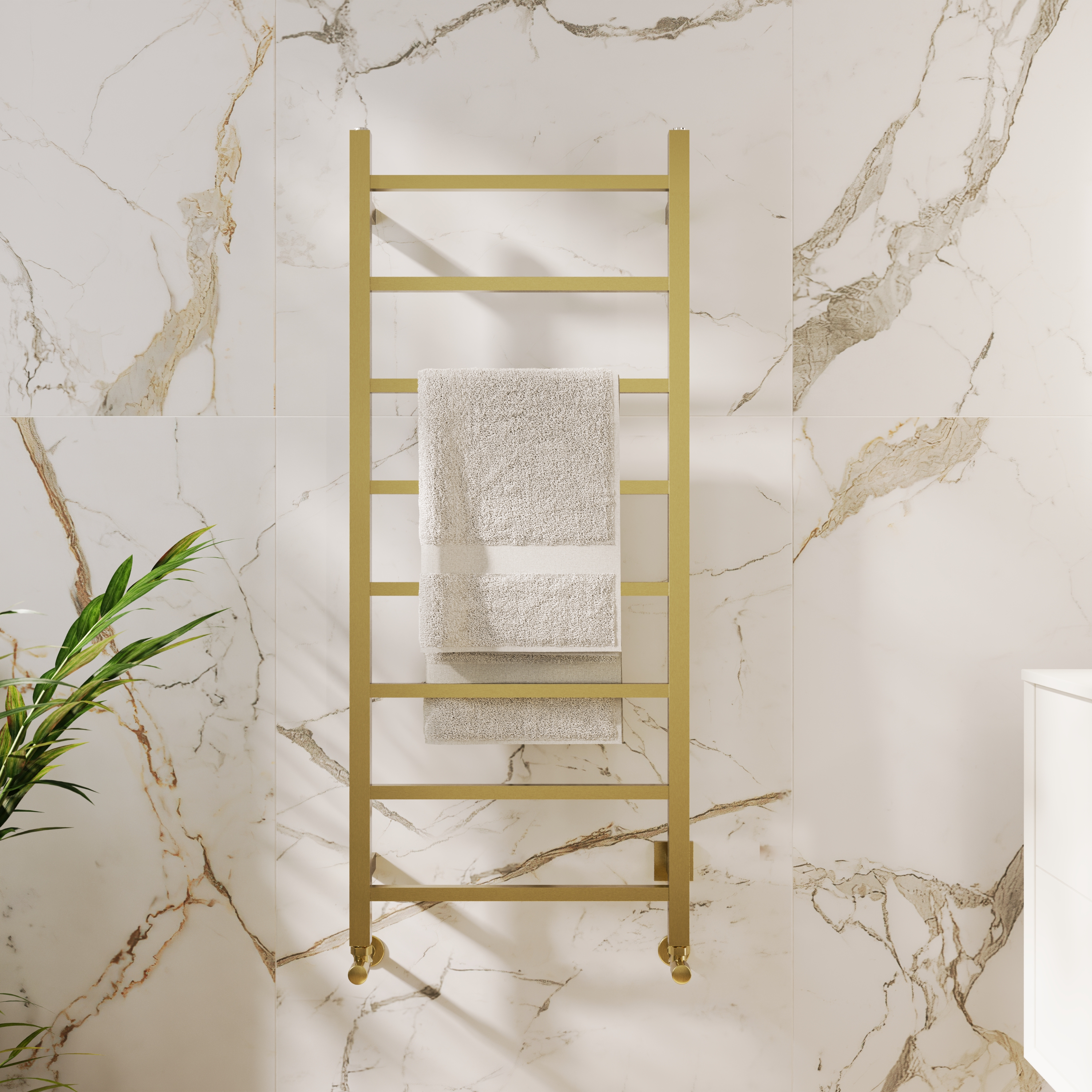 Toasty Arcus Brushed Brass Electric Heated Towel Rail