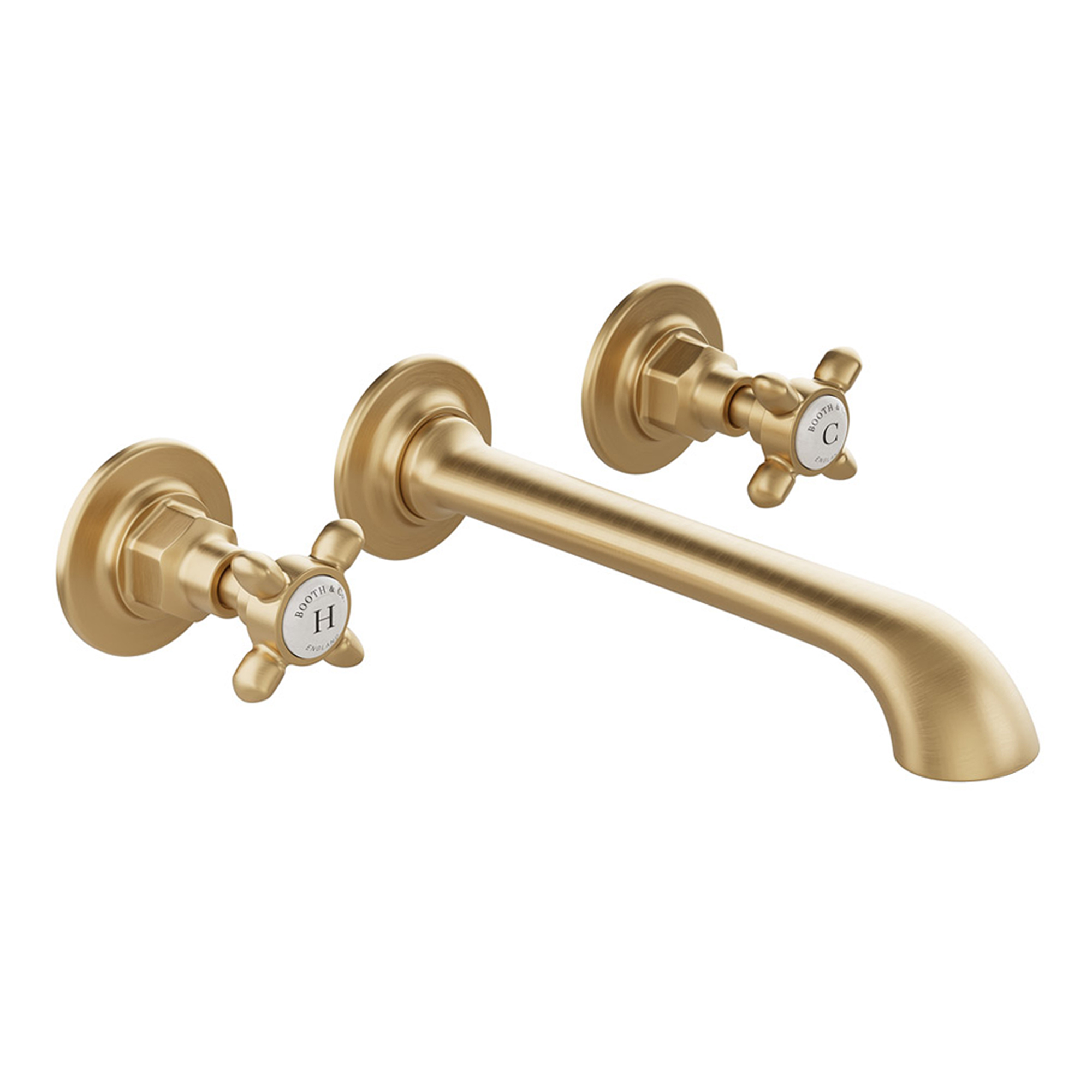Booth & Co Axbridge Traditional Crosshead 3 Hole Wall Mounted Basin Mixer Tap