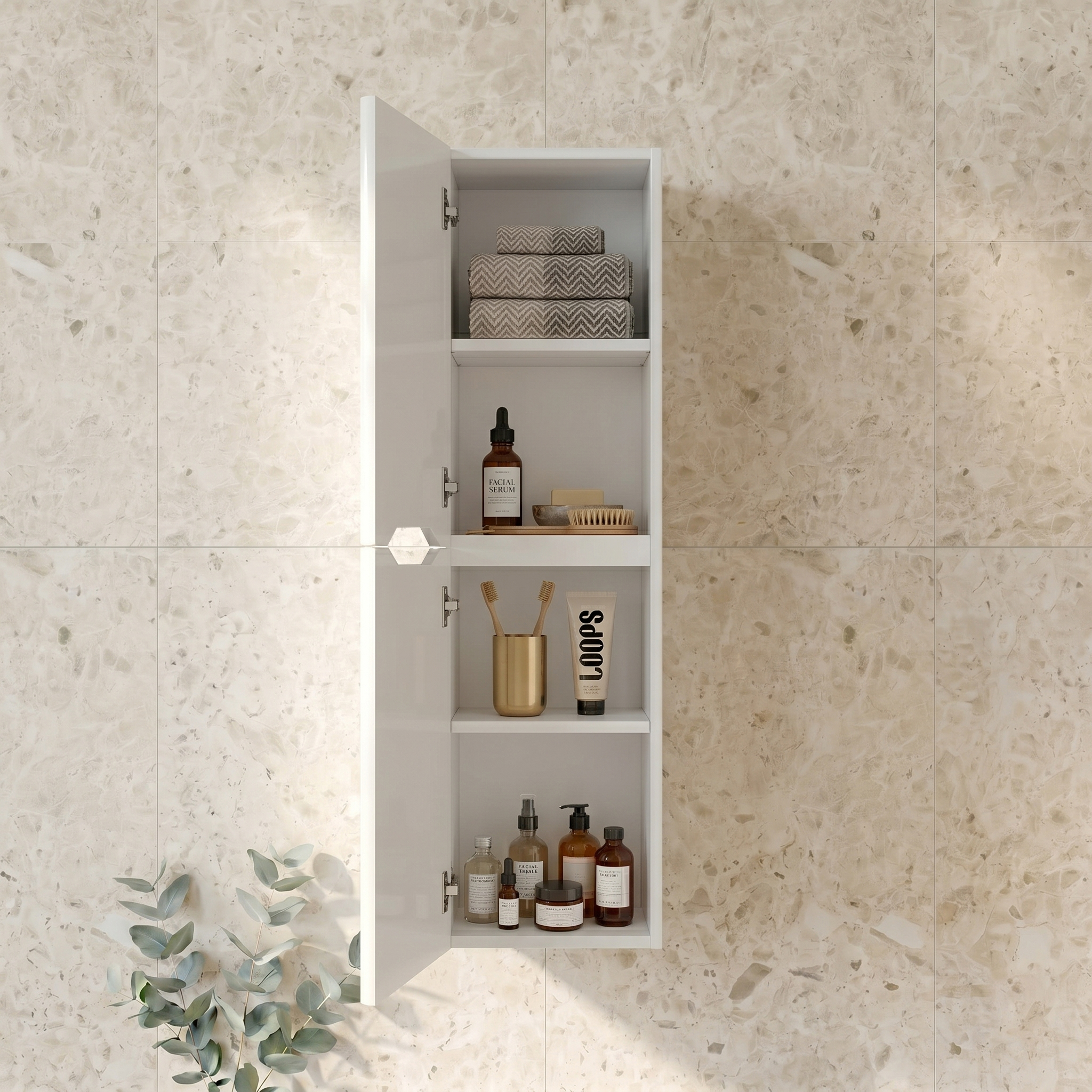 Ava 1400mm Wall Mounted Tall Storage Cabinet