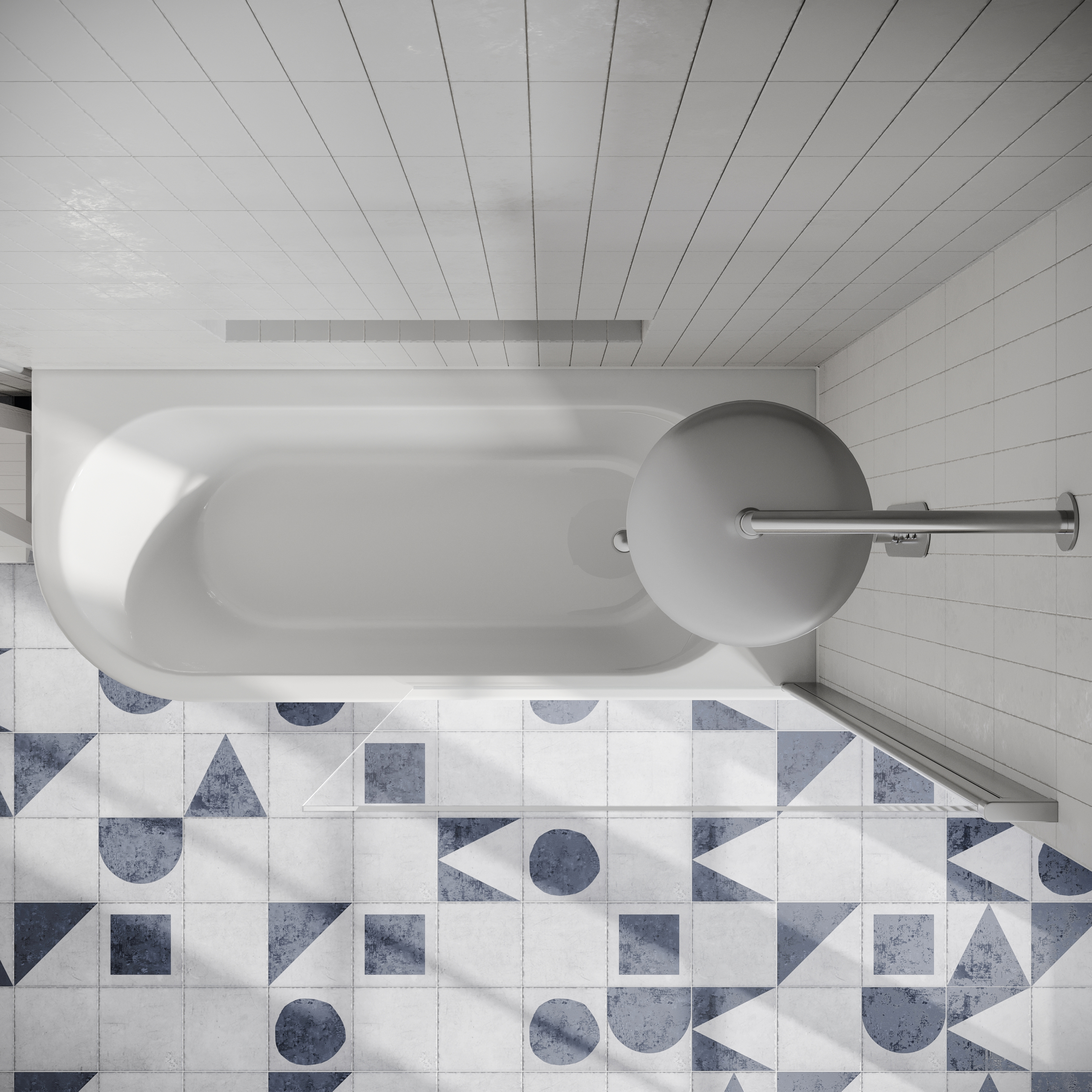 Drench J Shaped Shower Bath with Panel & Shower Screen - 1700mm