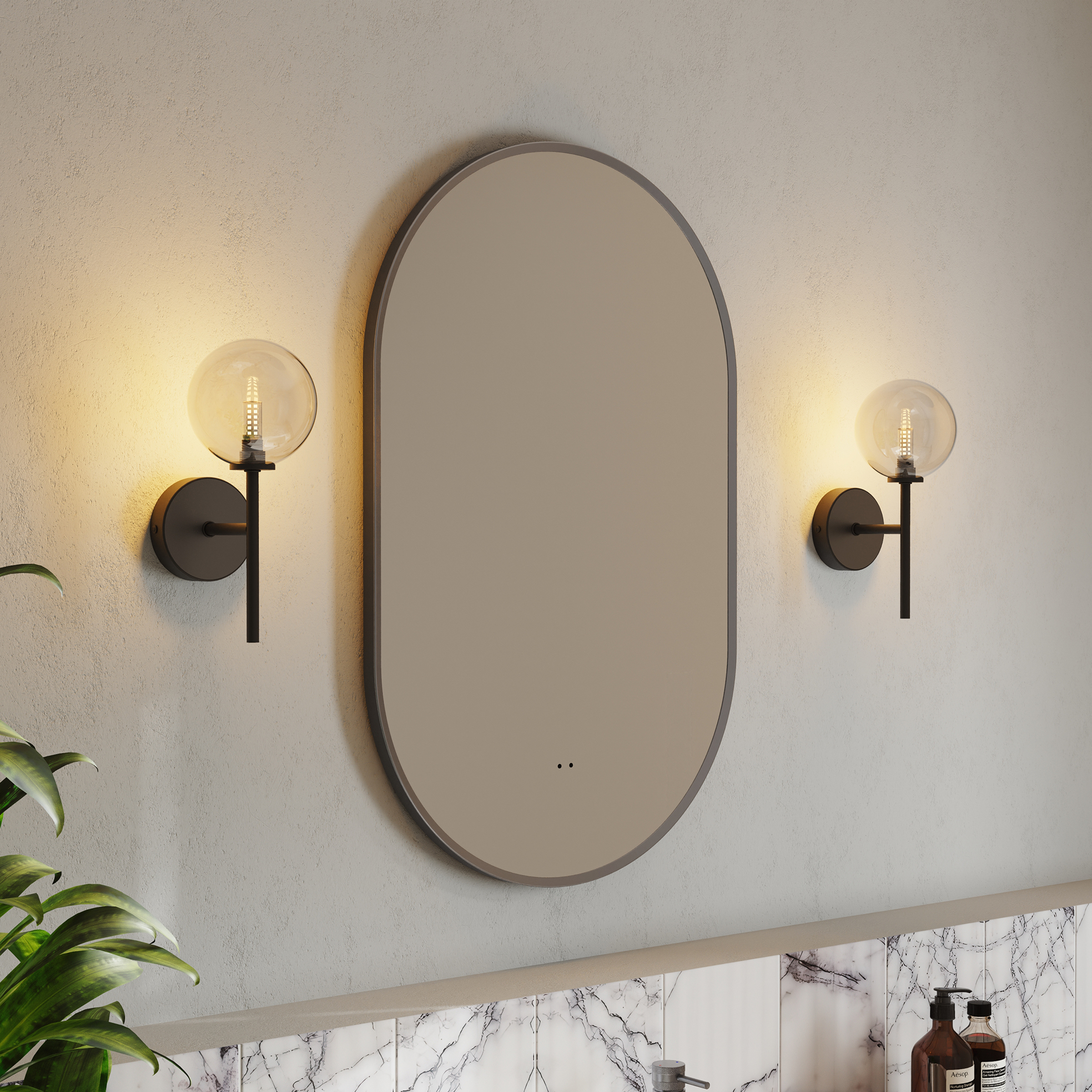 Billy LED Illuminated Oval Framed Mirror with Demister Pad & Colour Change Lights - 500 x 800mm