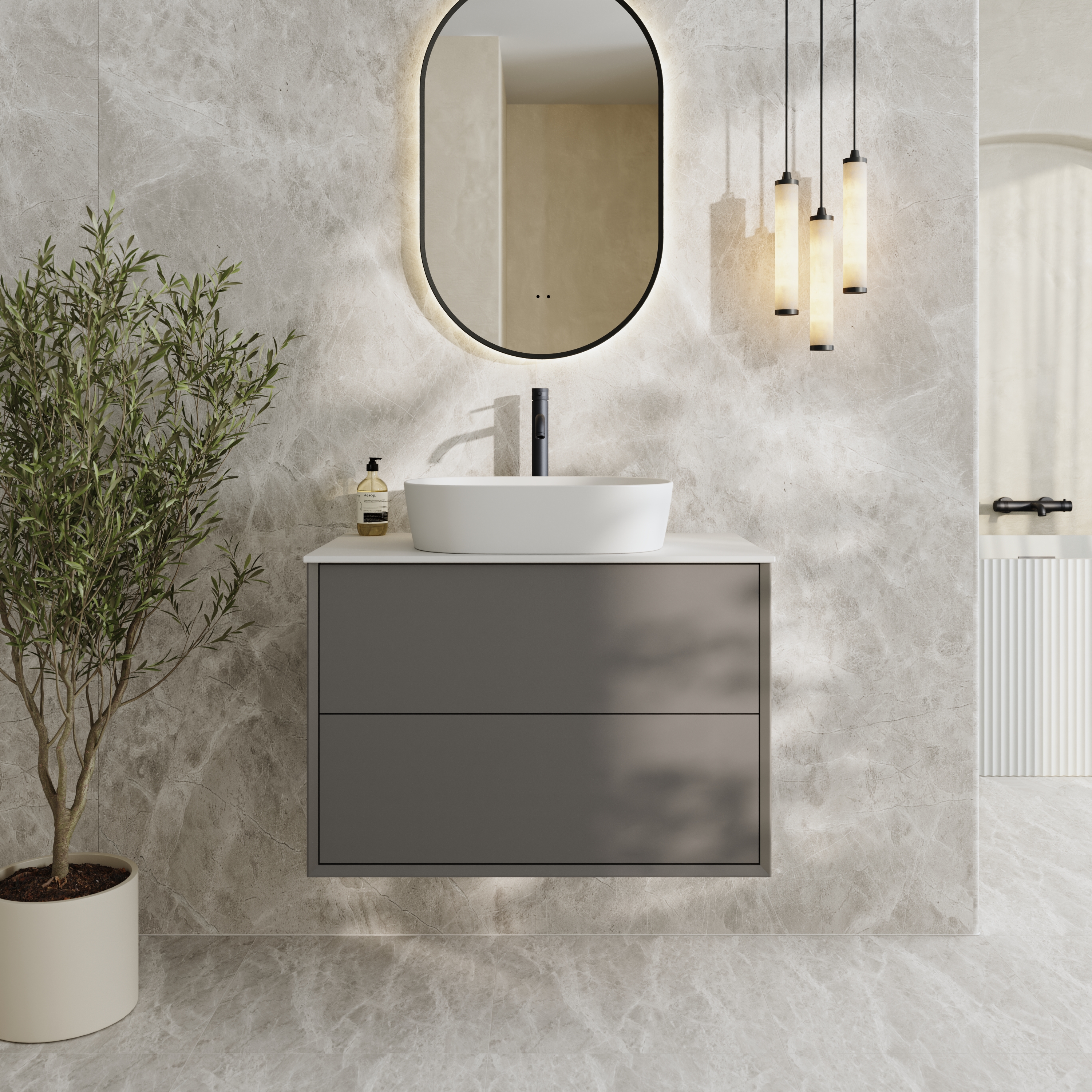 Oslo 800mm Wall Mounted Vanity Unit & Sintered Stone Countertop