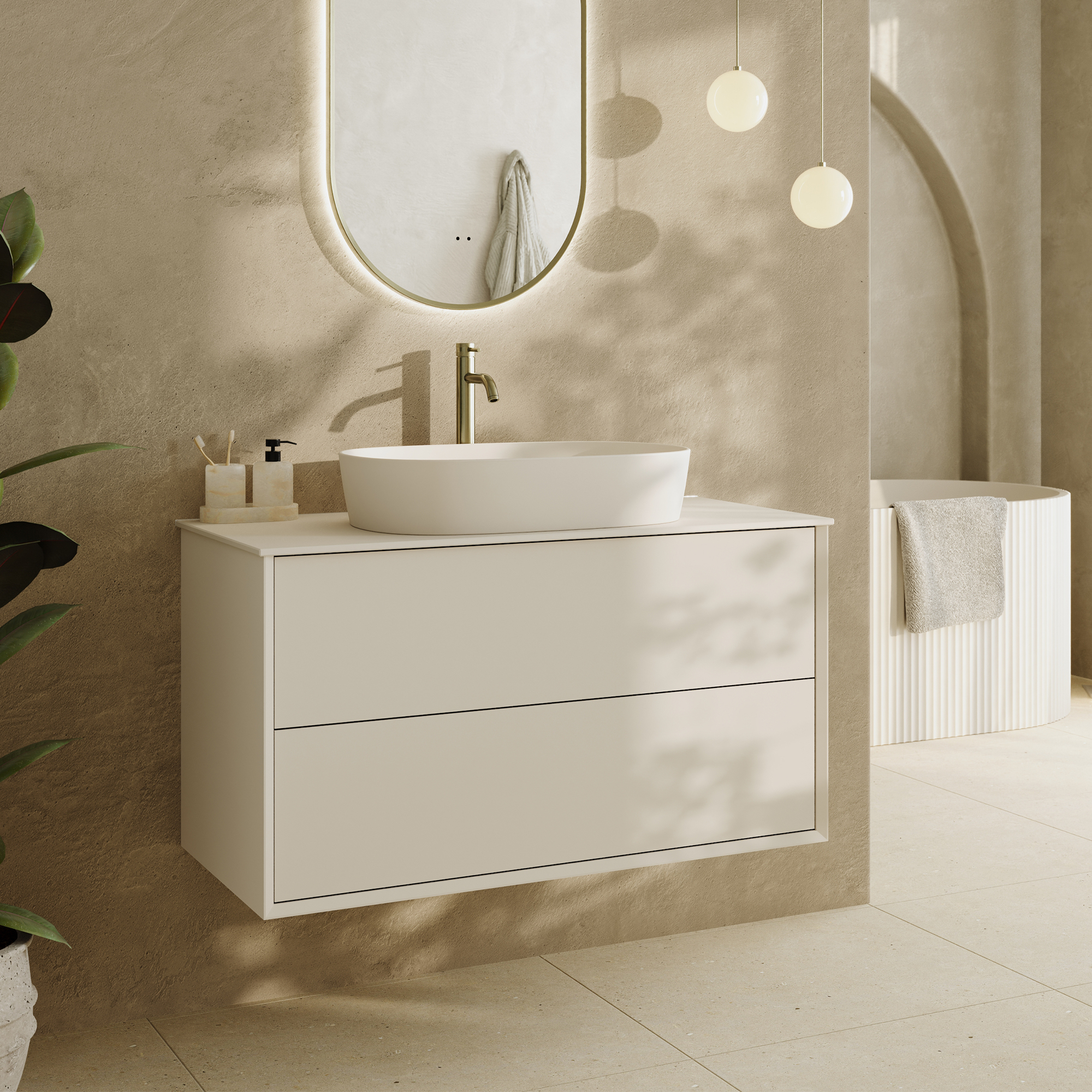 Oslo 1000mm Wall Mounted Vanity Unit & Sintered Stone Countertop