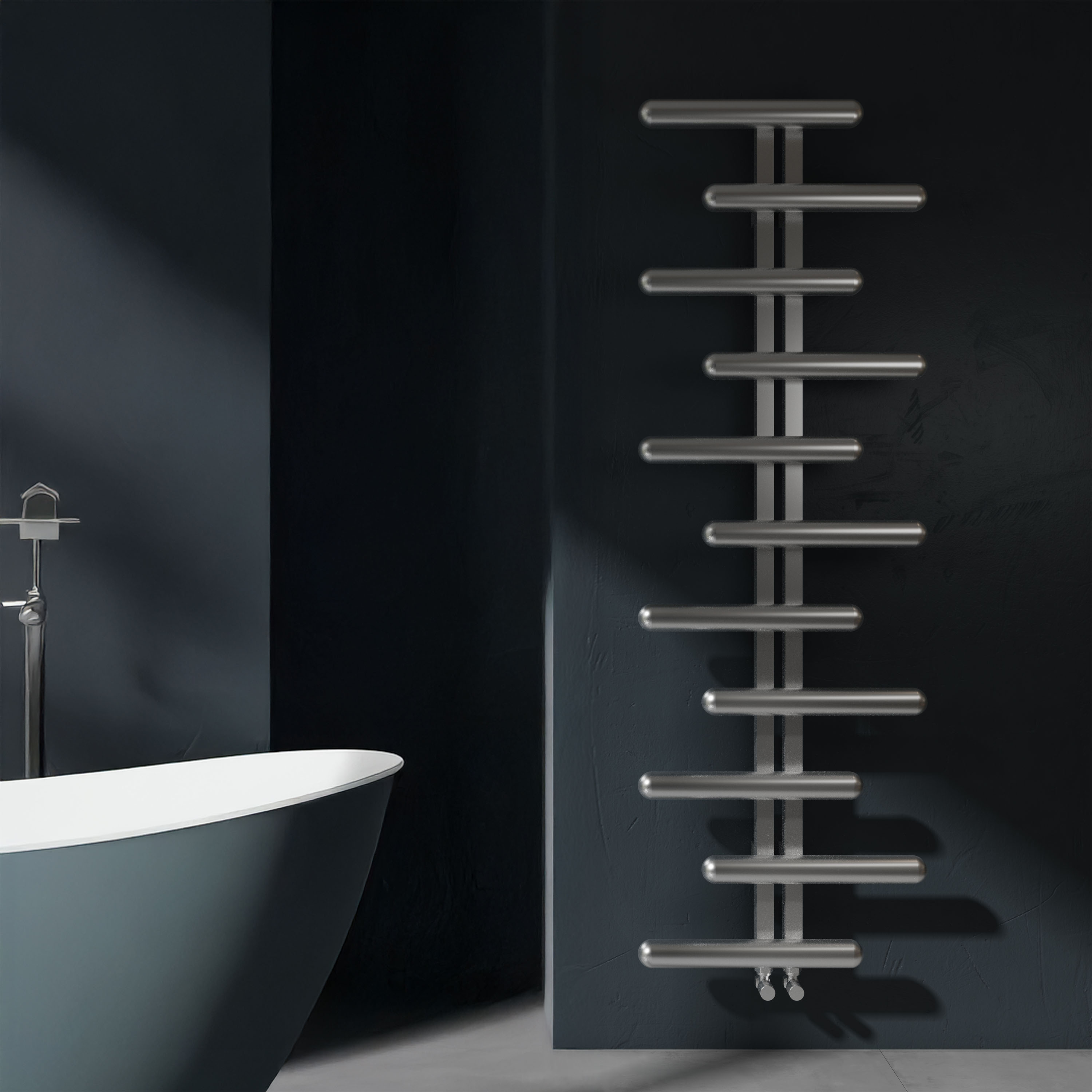 Carisa Vivi Offset Stainless Steel Designer Heated Towel Rail