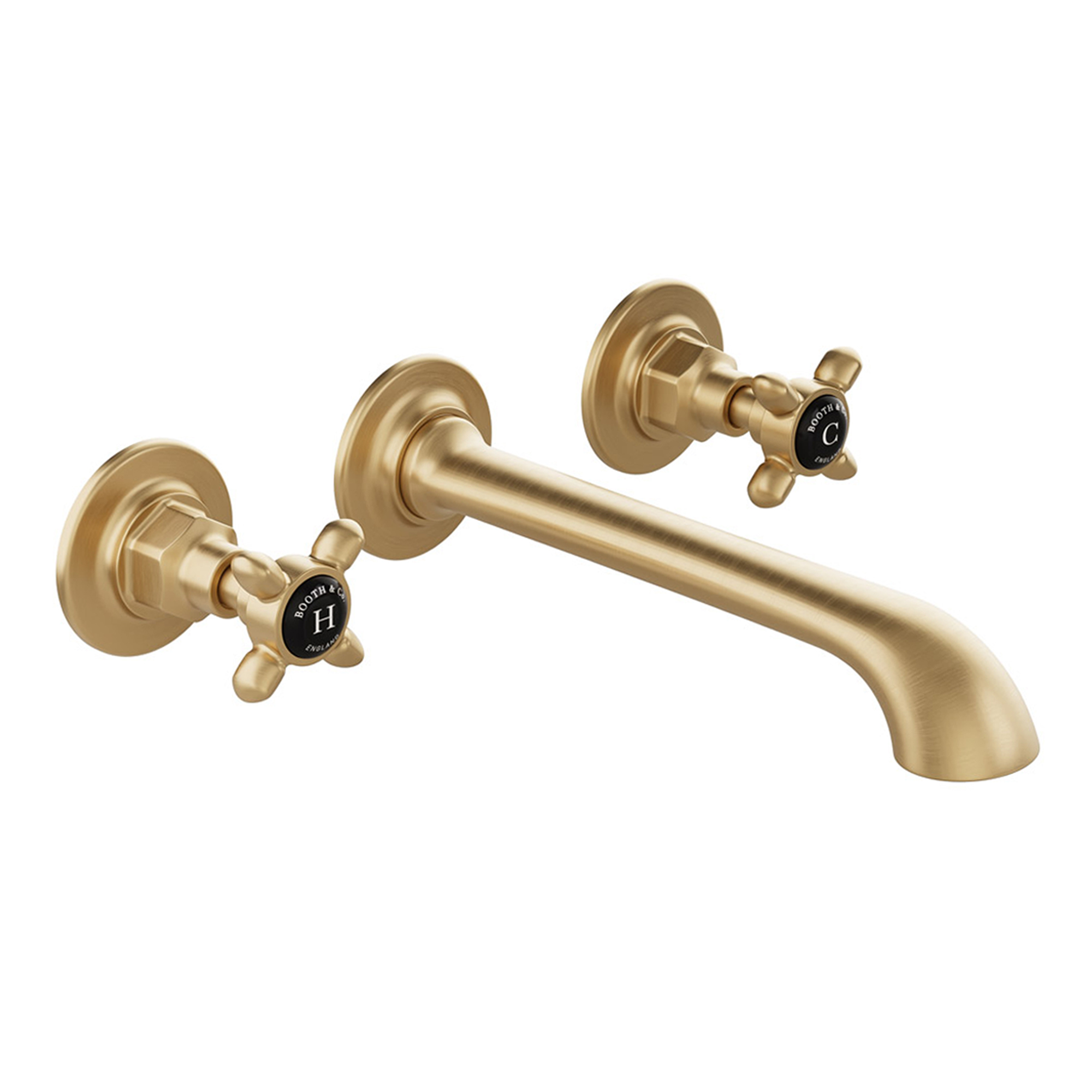 Booth & Co Axbridge Traditional Crosshead 3 Hole Wall Mounted Basin Mixer Tap