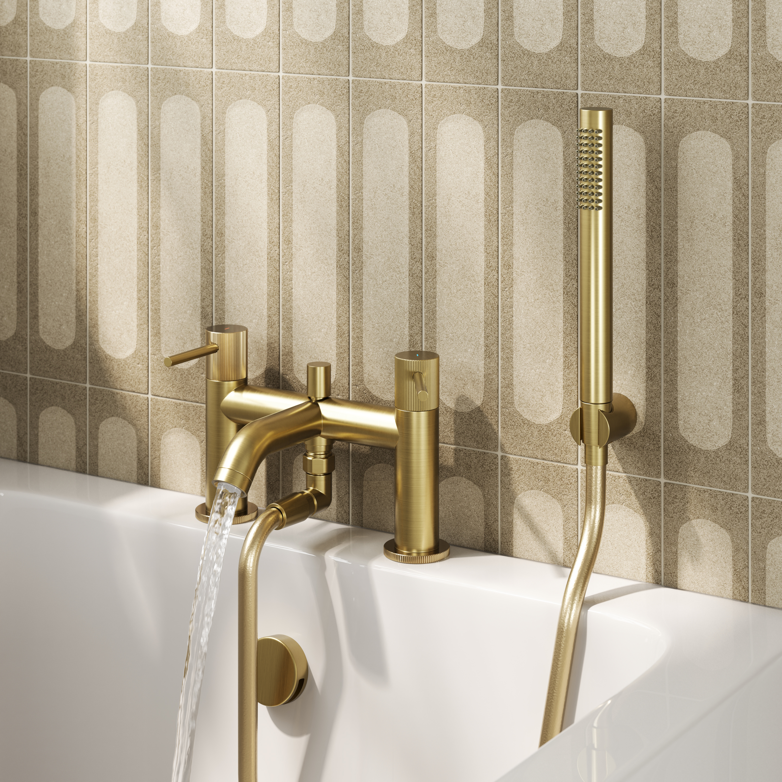 Harbour Fluted Deck Mounted Bath Shower Mixer Tap