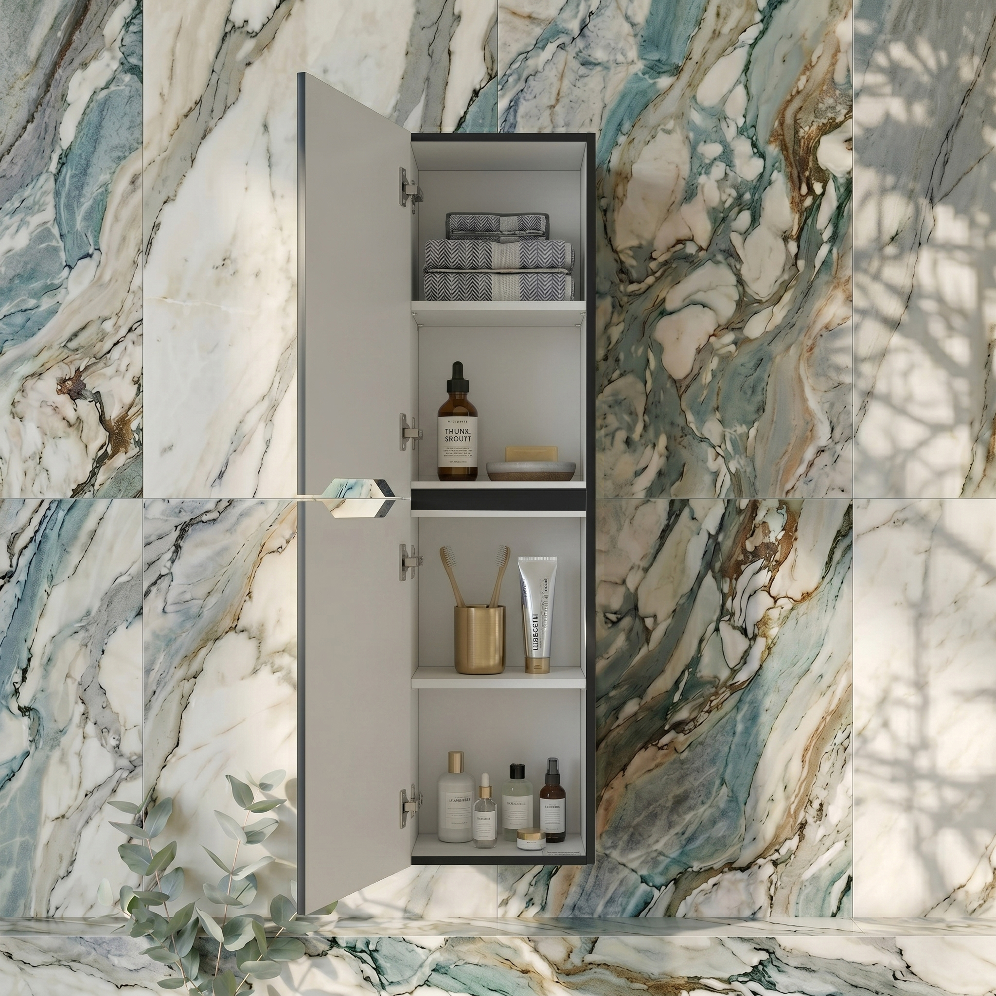 Ava 1400mm Wall Mounted Tall Storage Cabinet