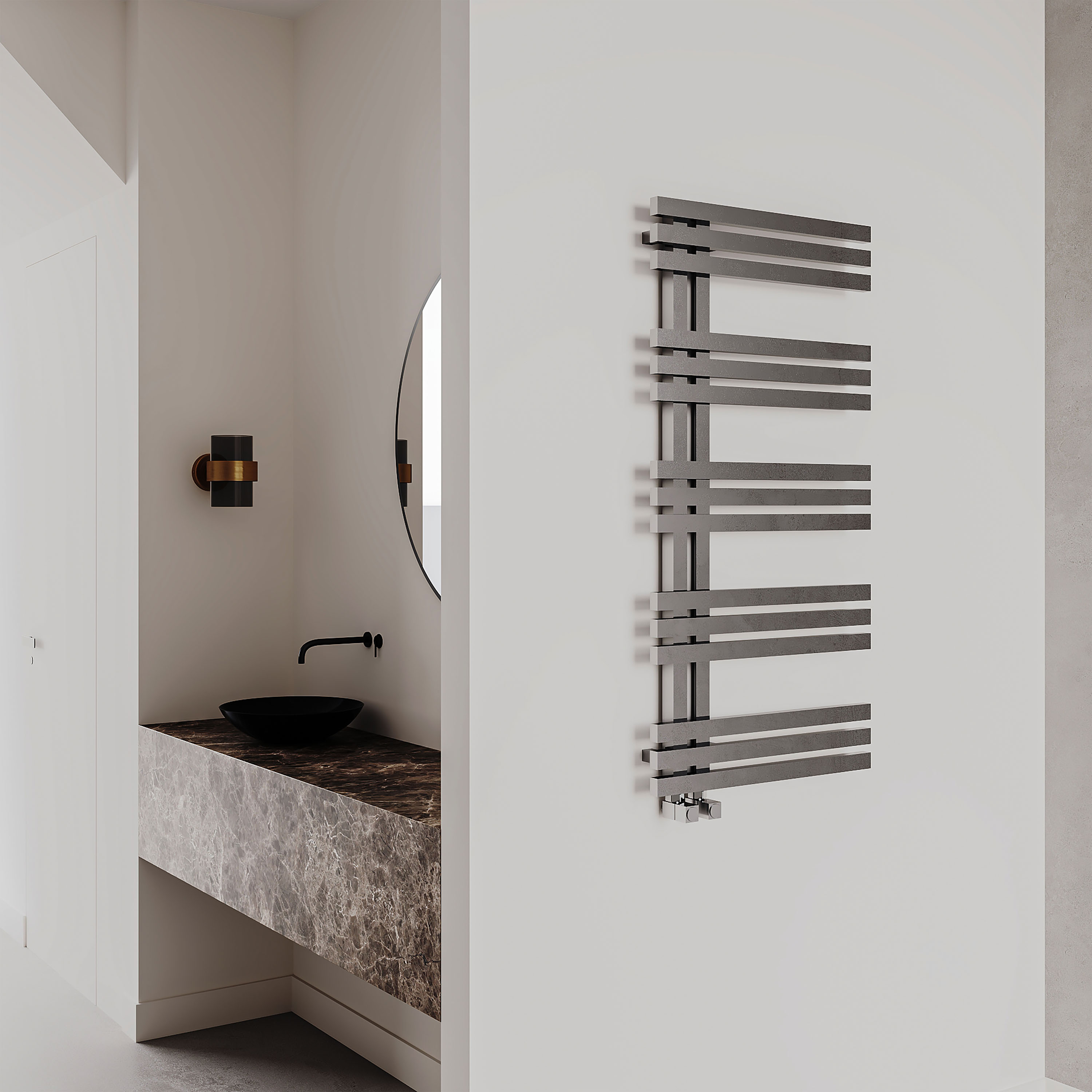 Carisa Alias Offset Stainless Steel Designer Heated Towel Rail - 1000 x 500mm