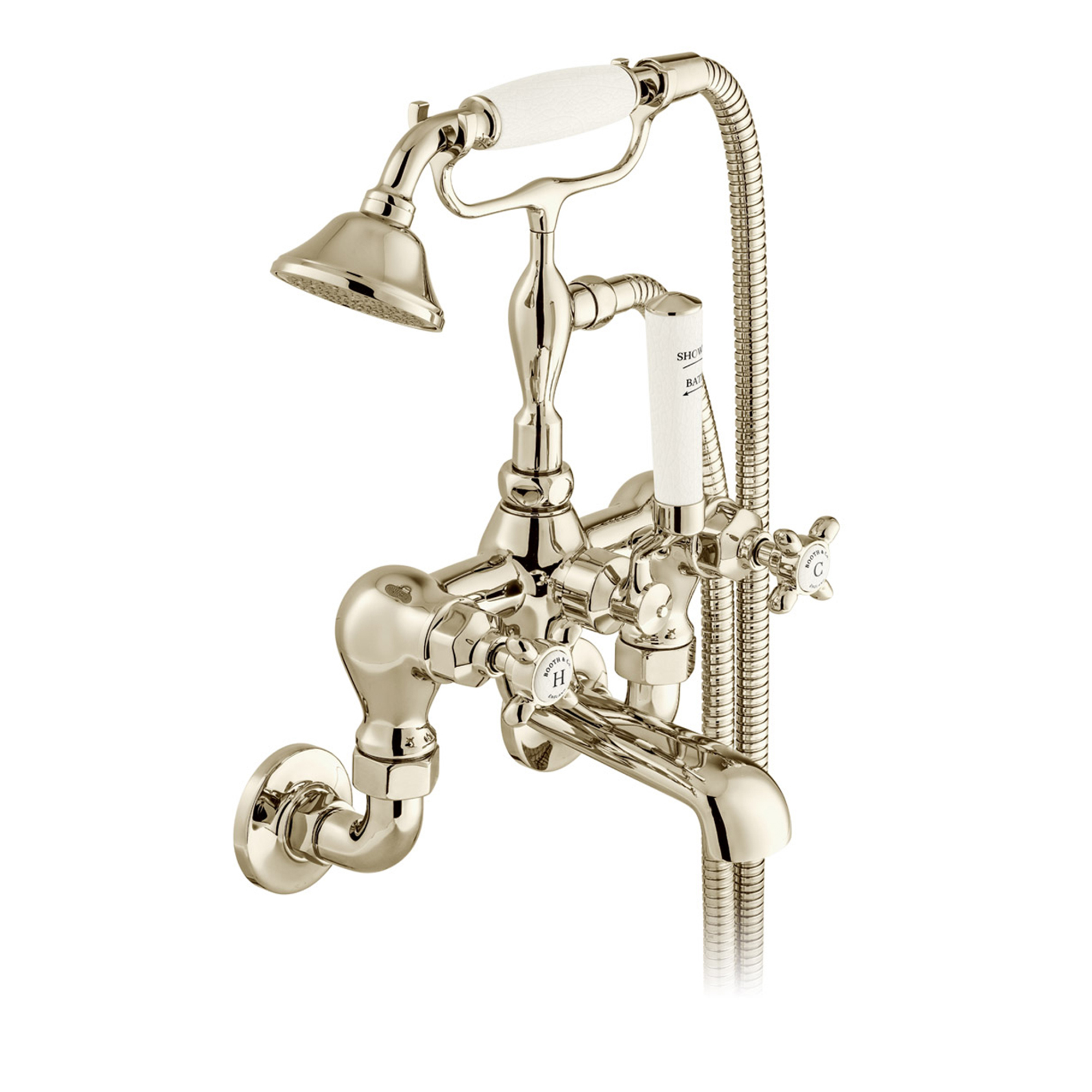 Booth & Co Axbridge Traditional Crosshead Wall Mounted Bath Shower Mixer Tap