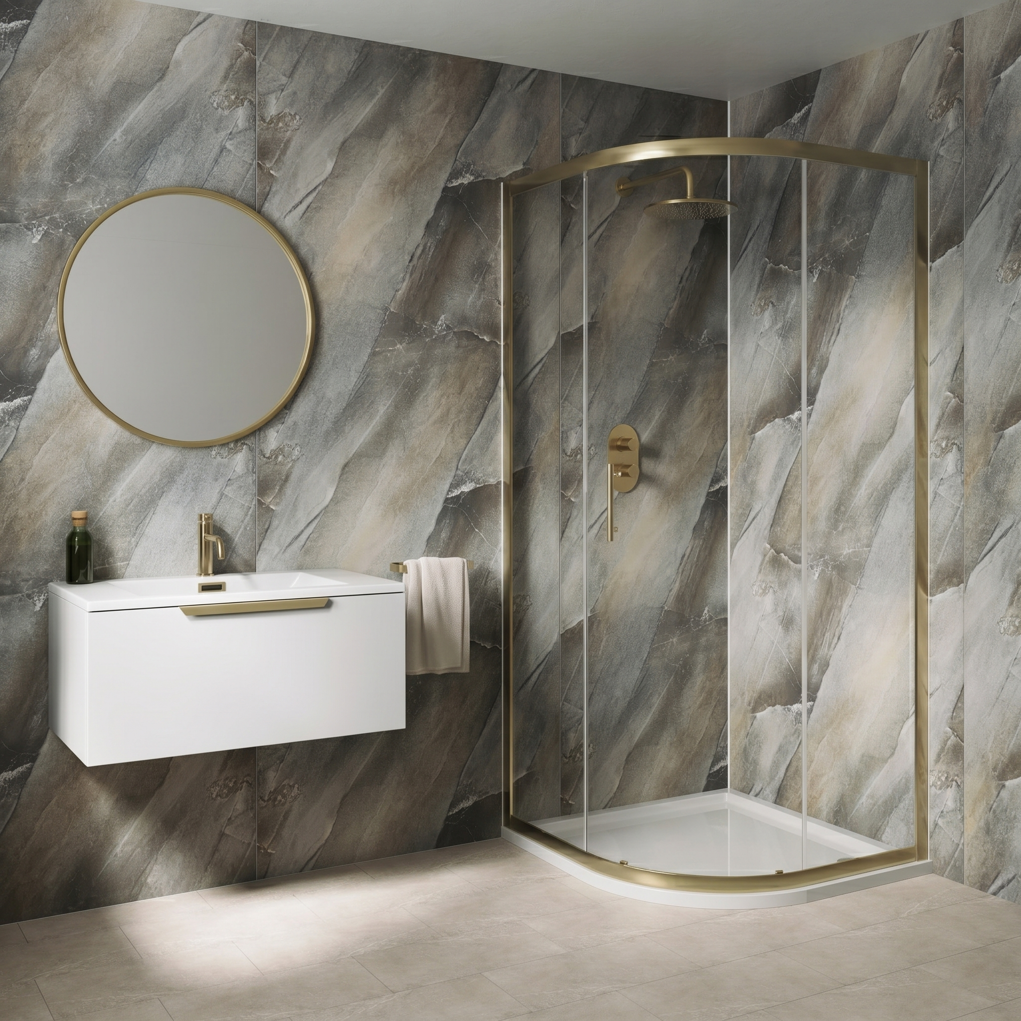 Drench Naturals Matt Slate PVC Waterproof Bathroom Wall Panel - 1000 x 2400mm