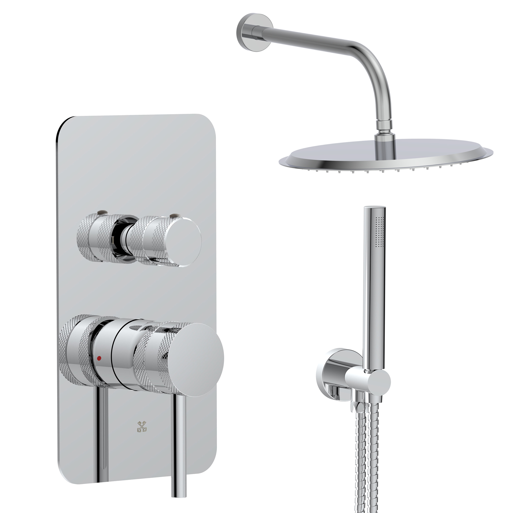 Core Shower Package with 2 Outlet Manual Valve, Fixed Wall Mounted Shower Head & Shower Kit