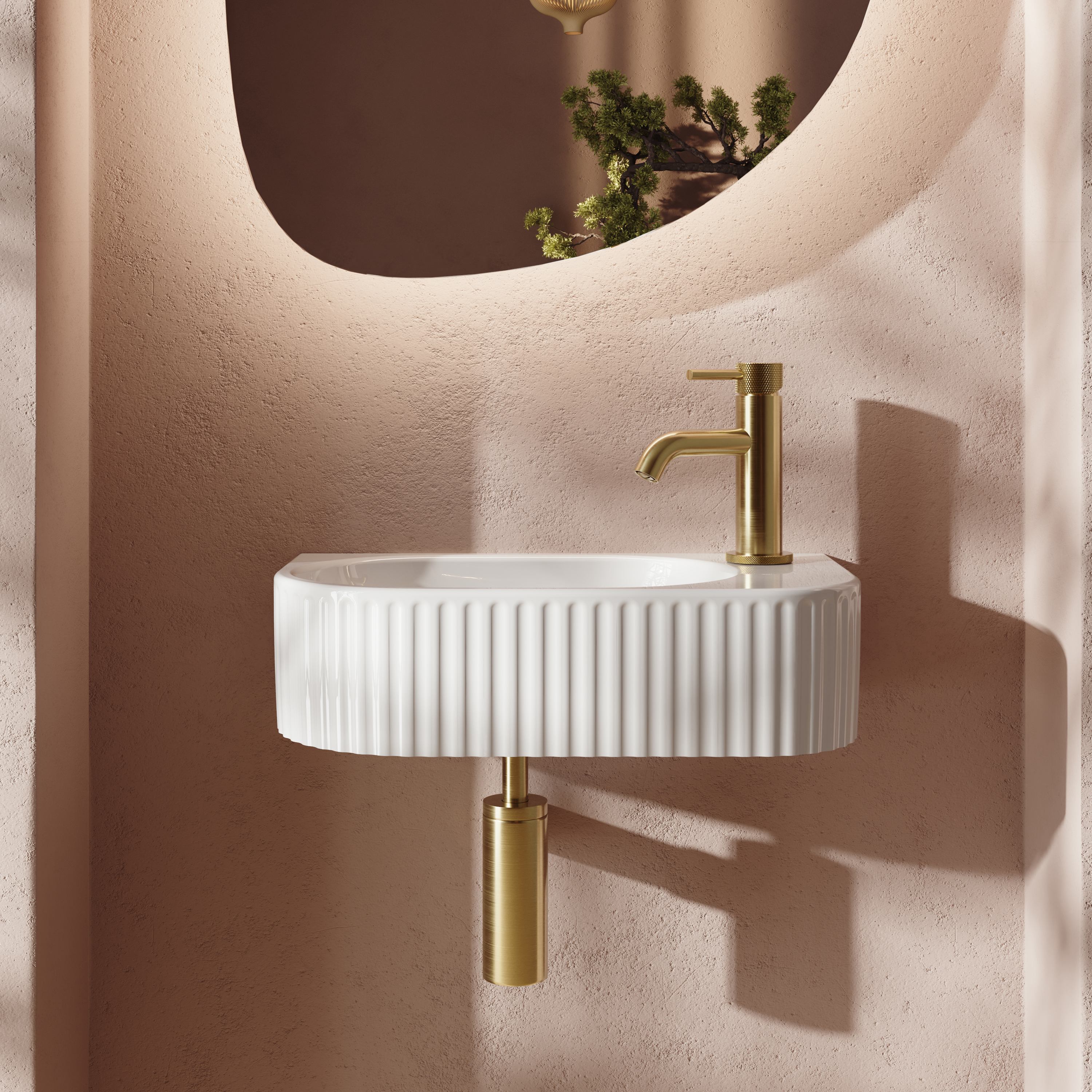 Drench Billy 400mm Fluted Wall Hung Cloakroom Basin