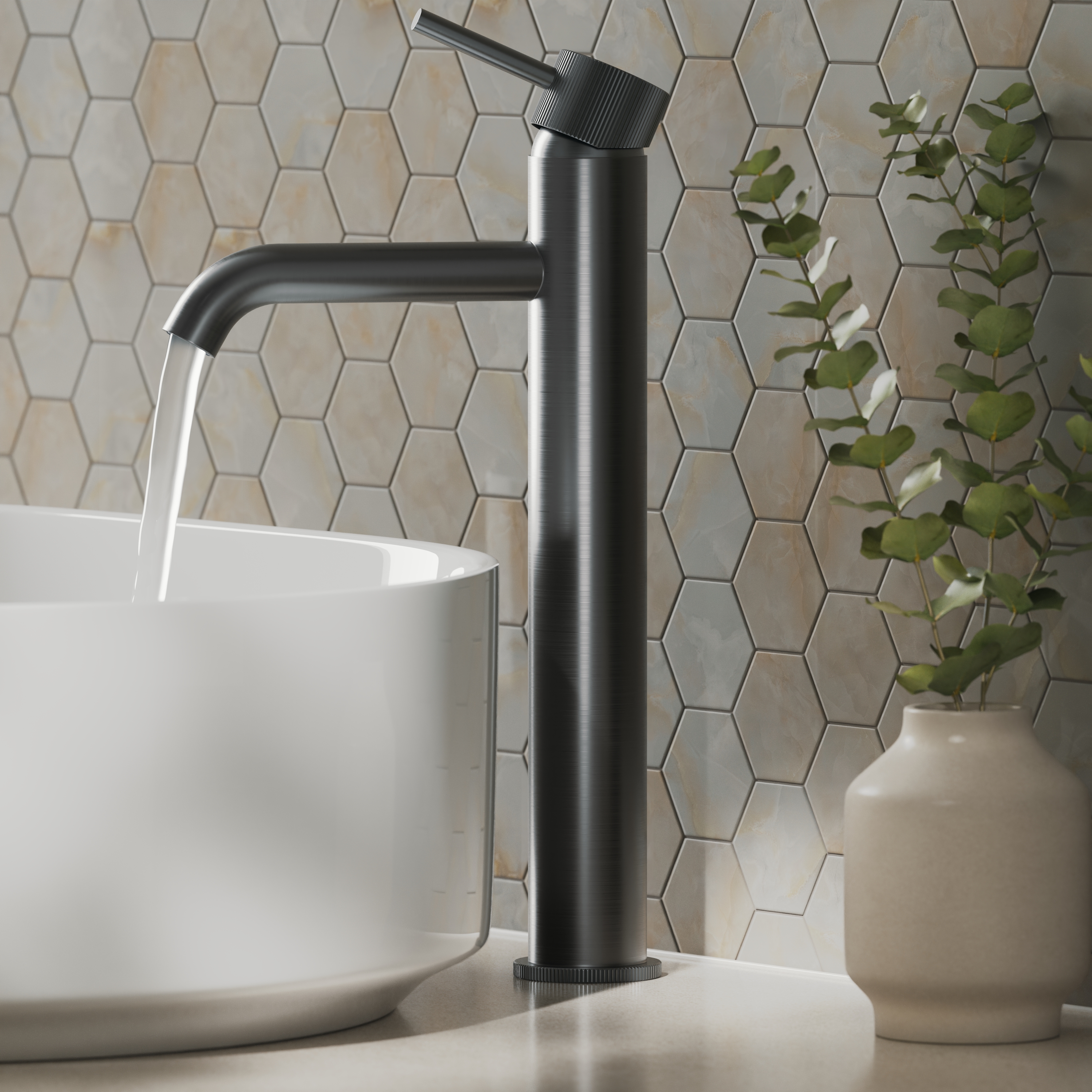 Harbour Fluted Tall Mono Basin Mixer Tap