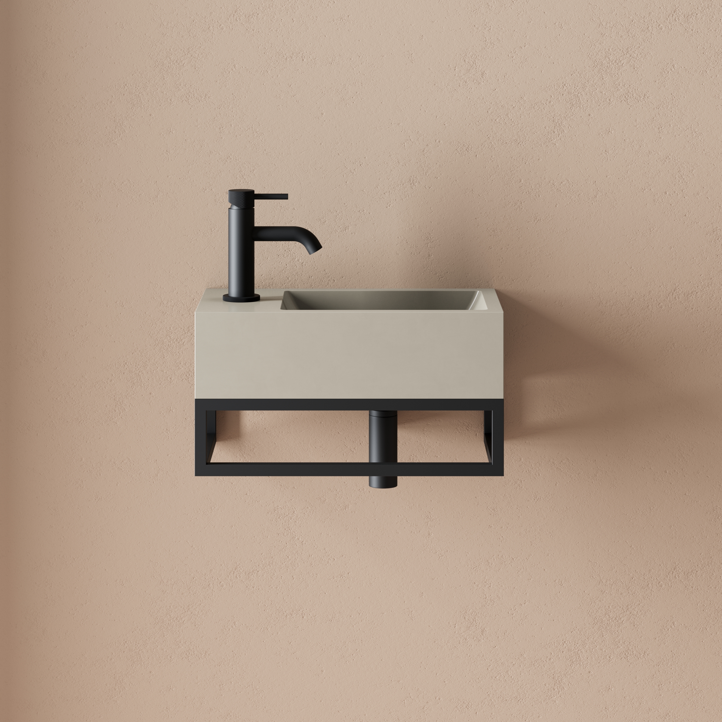 Harbour Concrete 400mm Cloakroom Wall Hung Warm Grey Basin & Frame